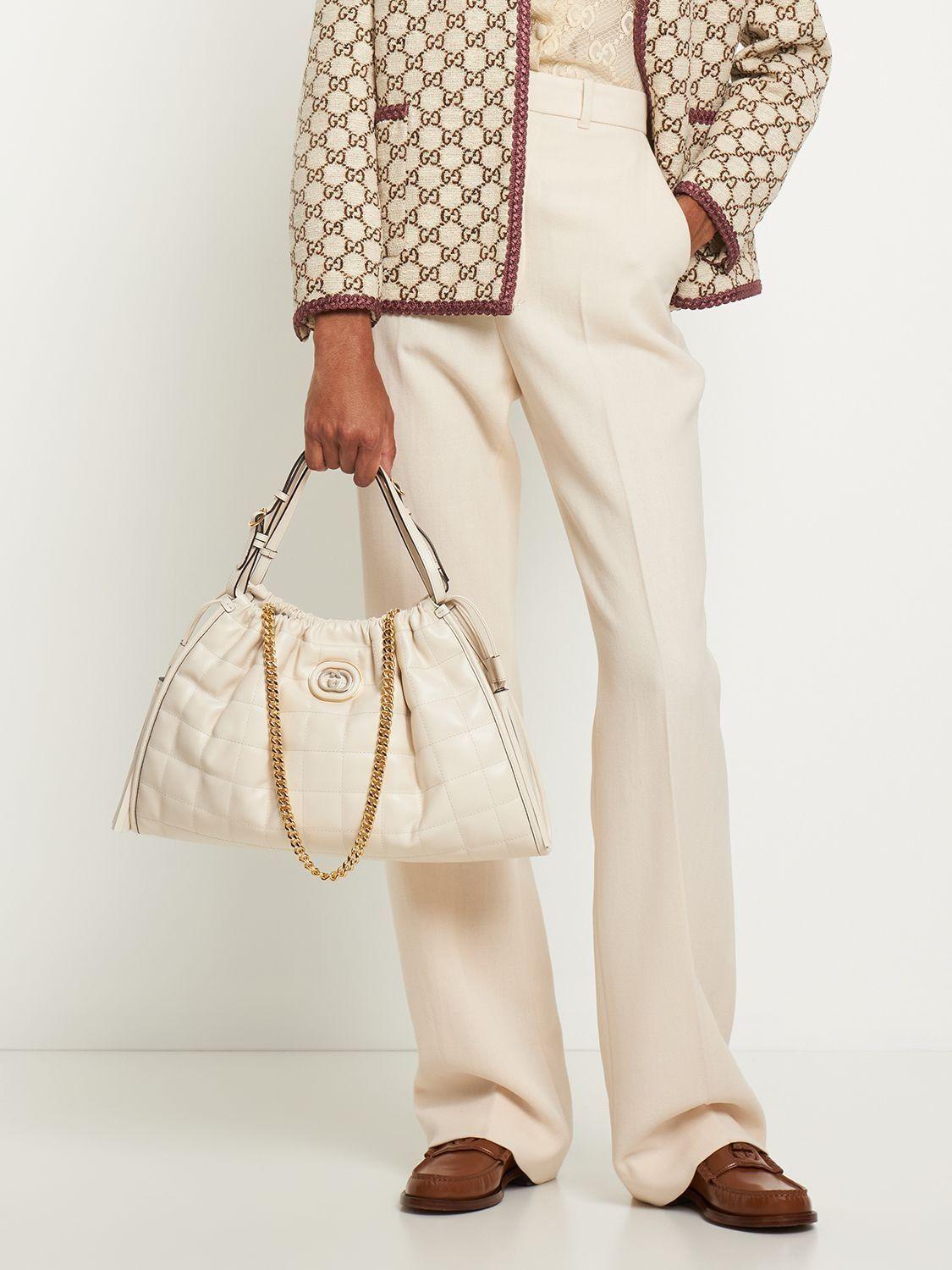 Gucci Deco large tote bag in white leather