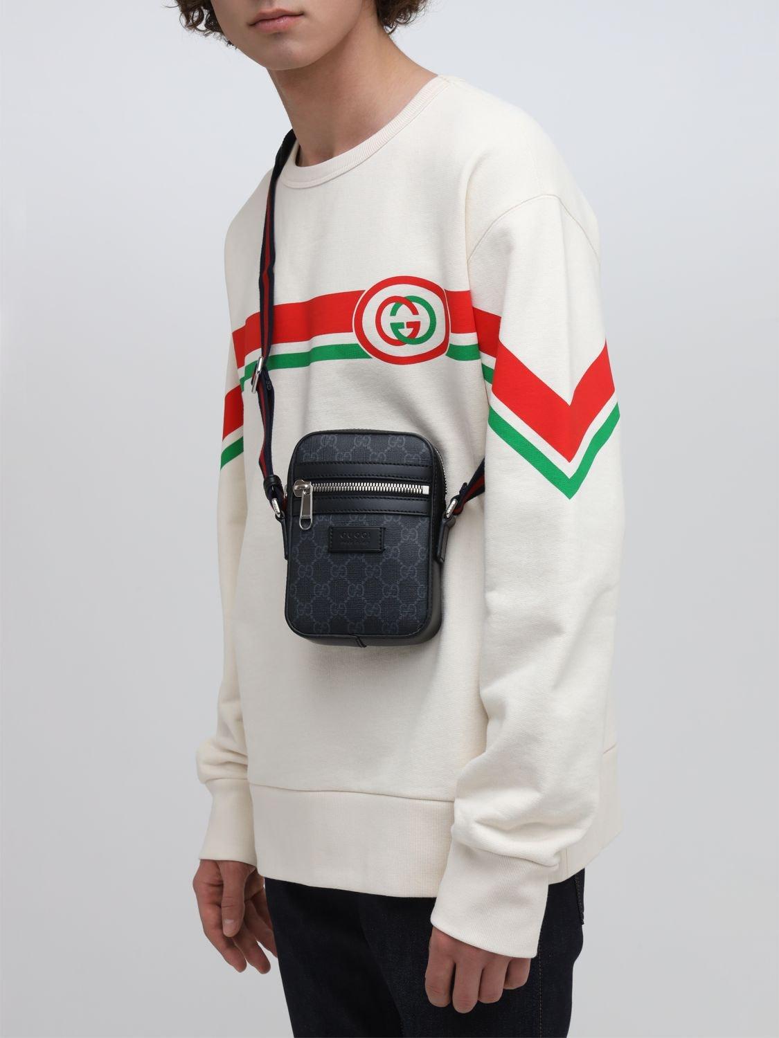 Gucci Black Supreme Logo Canvas Flight Bag for Men | Lyst