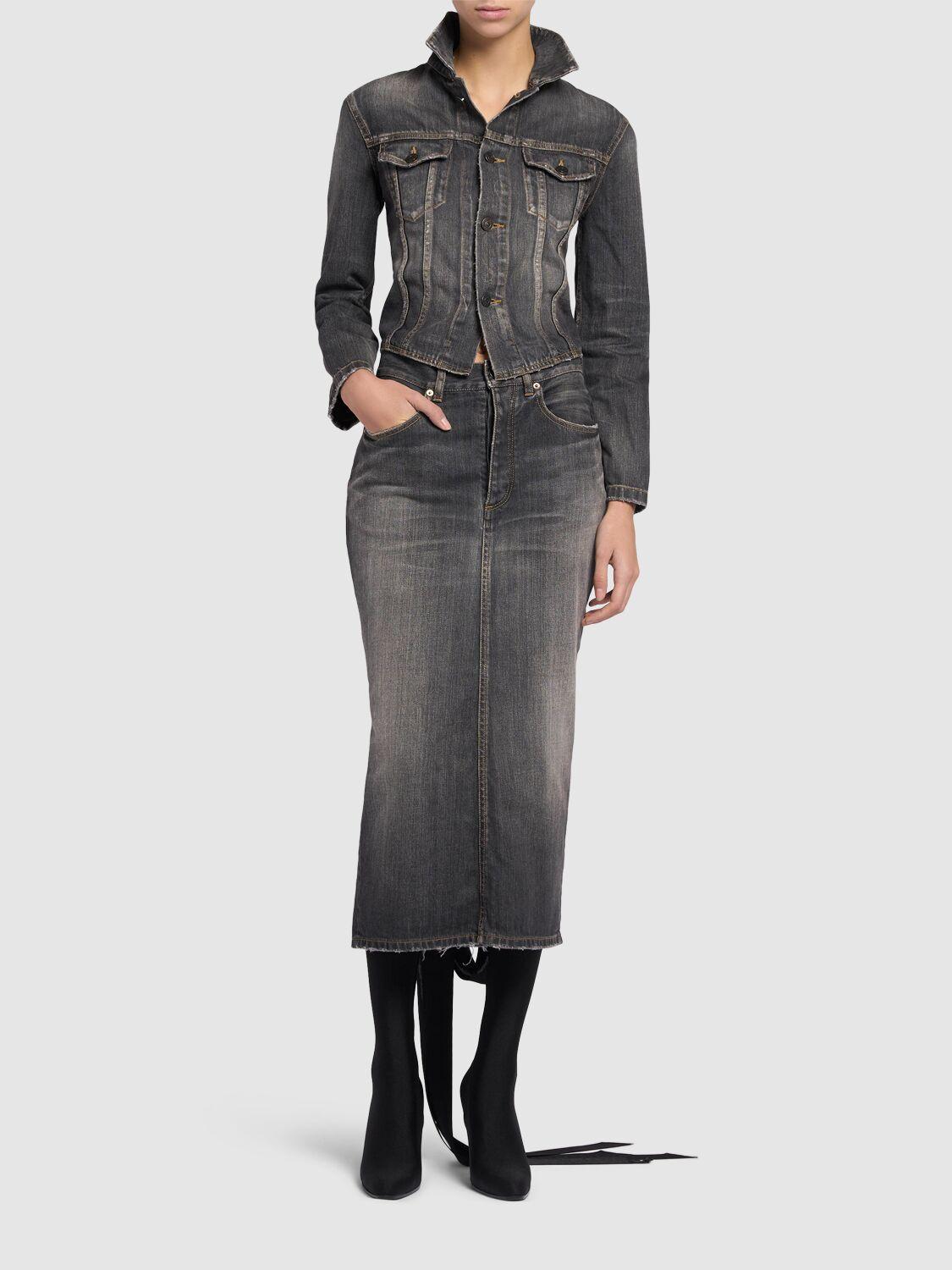 スカート BALENCIAGA LACE-UP SKIRT Balenciaga Lace-Up Denim Skirt in Gray | Lyst