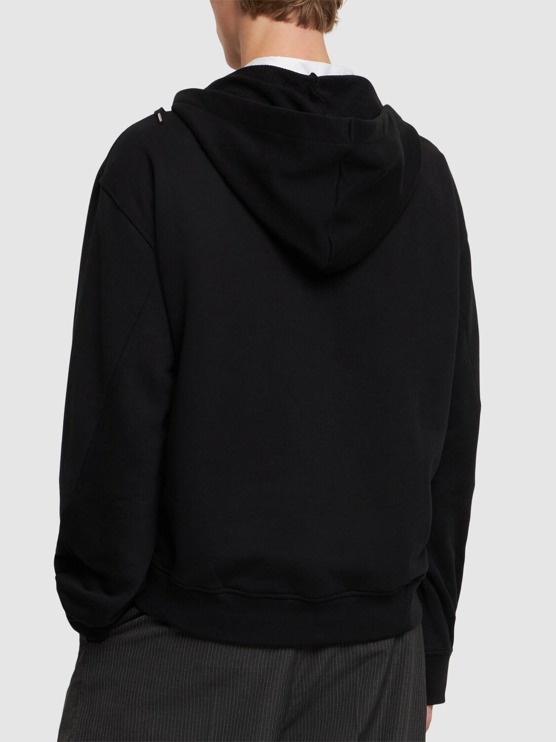 Helmut Lang メンズ ブラック コットンフーデッドスウェットシャツ 
