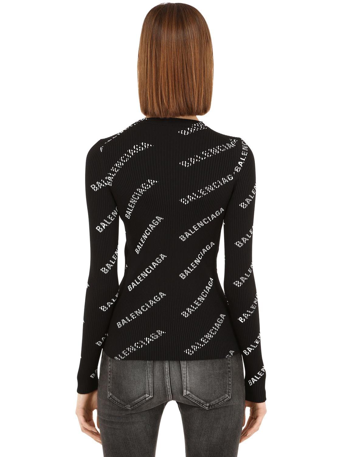 Balenciaga Logo Ribbed Sweater in Black/White (Black) - Save 44% - Lyst