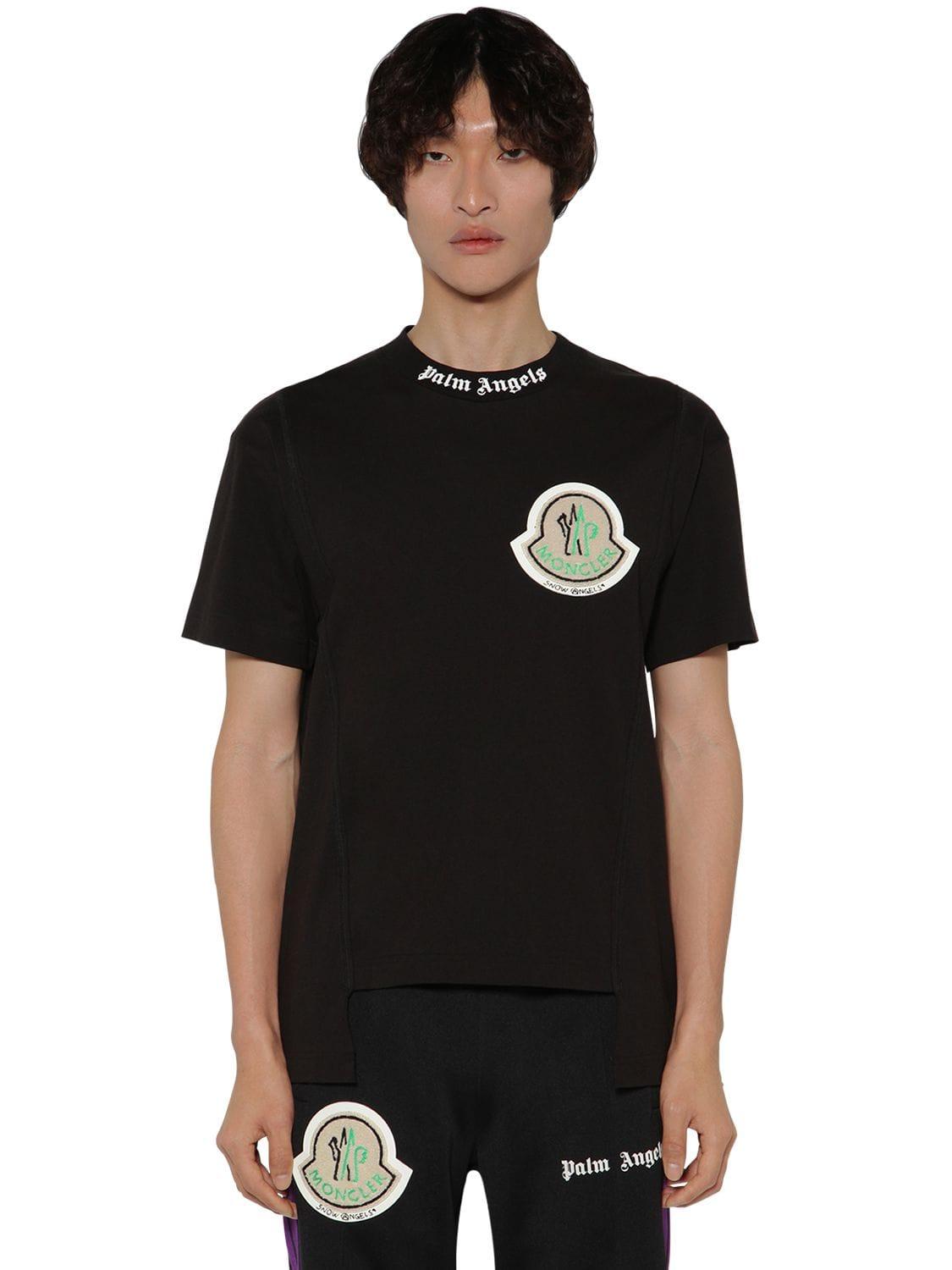 Moncler Genius Cotton Palm Angels - Maglia T-shirt in Black for Men | Lyst