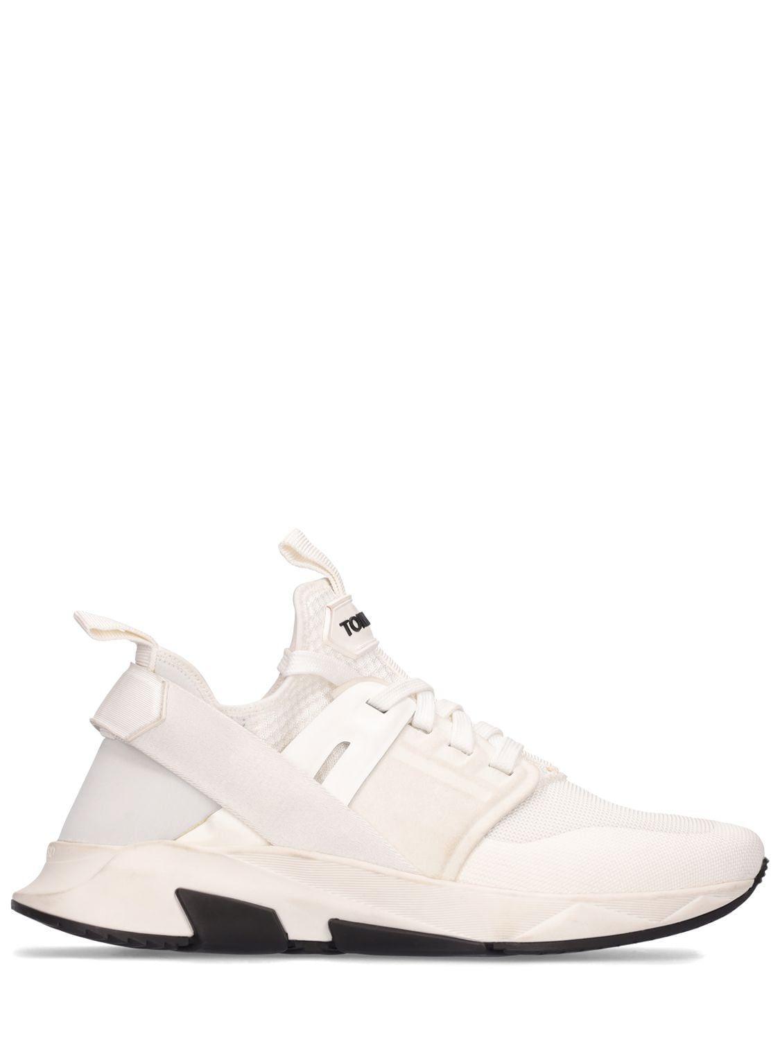 Tom Ford Alcantara Tech & Leather Low Sneakers in White for Men | Lyst