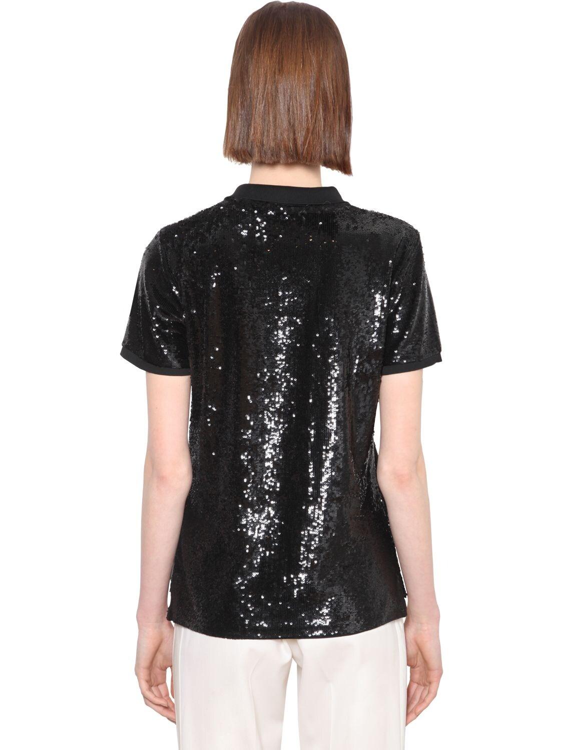 Polo Ralph Lauren Sequined Mesh Polo in Black - Lyst