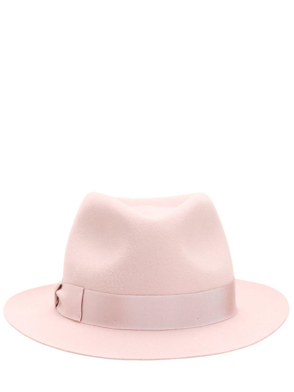 Borsalino Fedora Felt Hat in Pink | Lyst