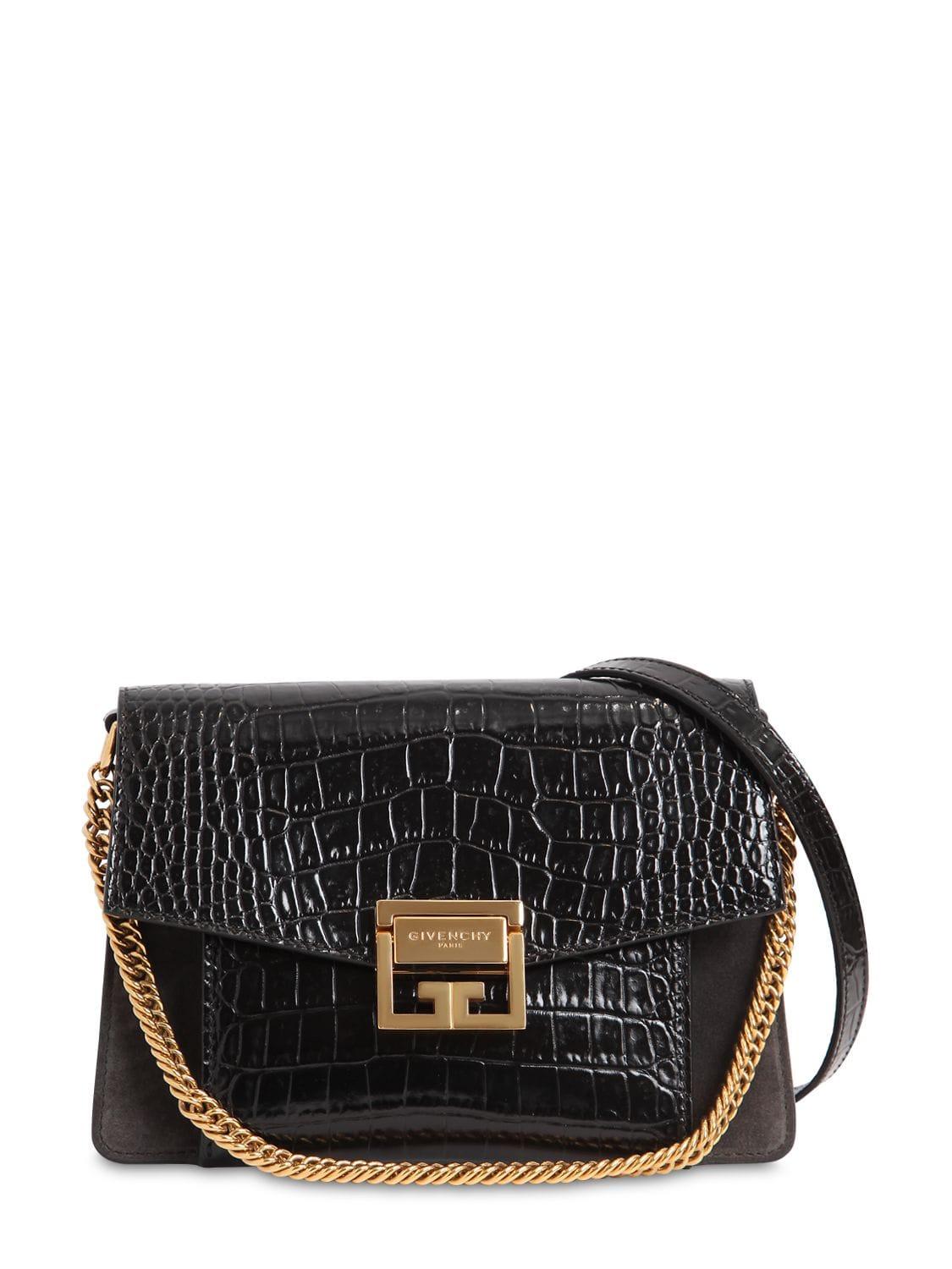 Givenchy Small G3 Croc Embossed Leather Bag in Black - Lyst