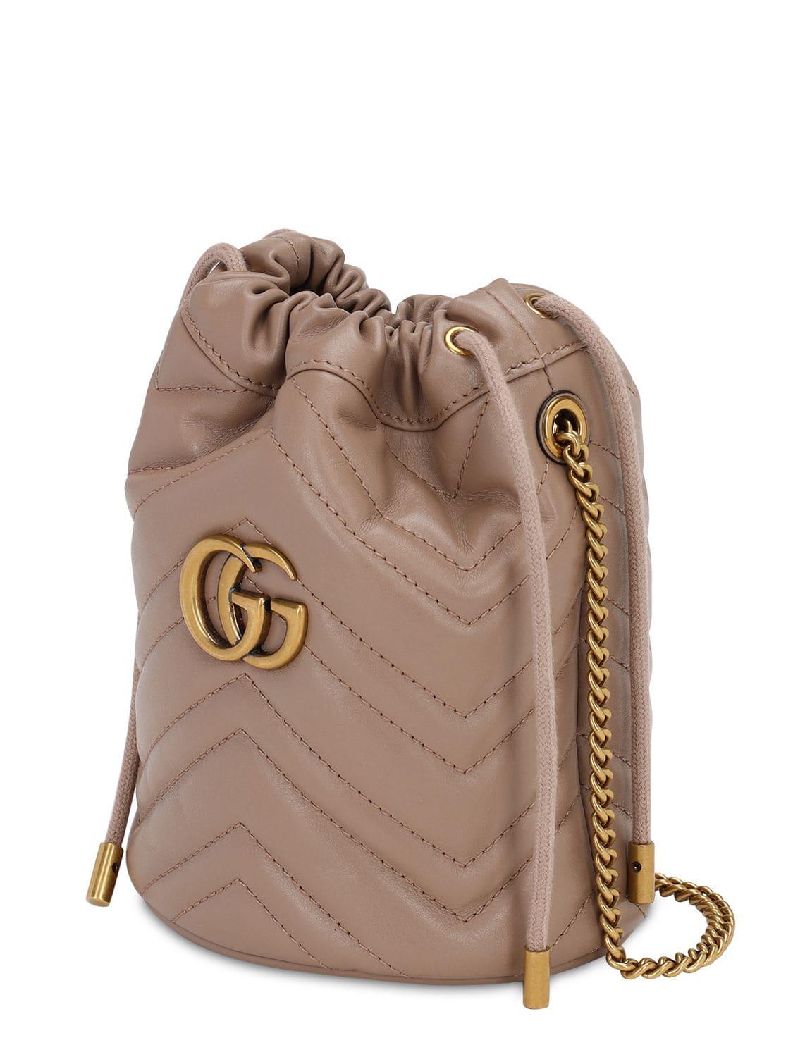 Gucci Mini Gg Marmont 2.0 Leather Bucket Bag - Lyst