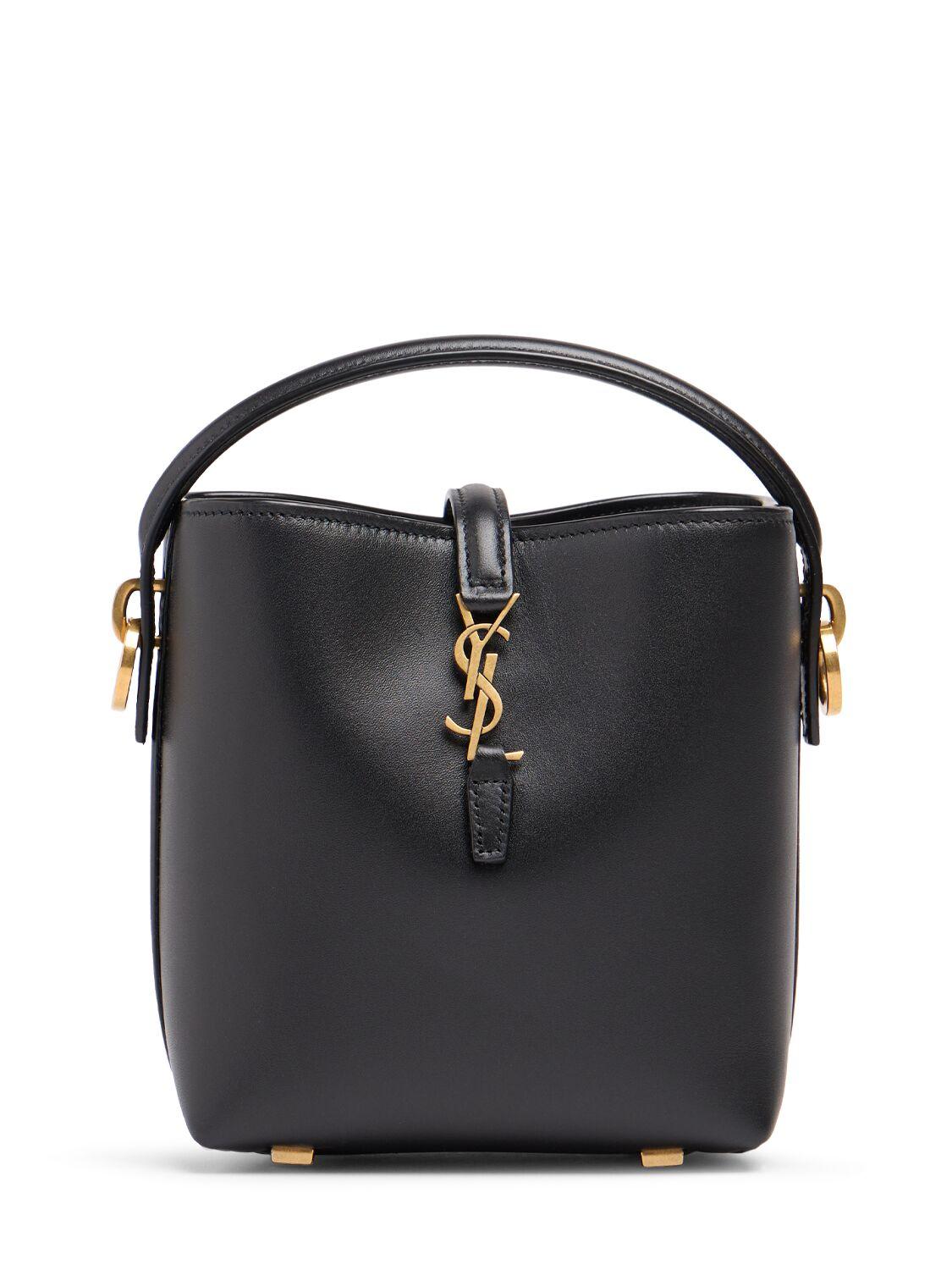 Saint Laurent Mini Le 37 シャイニーレザーバケットバッグ