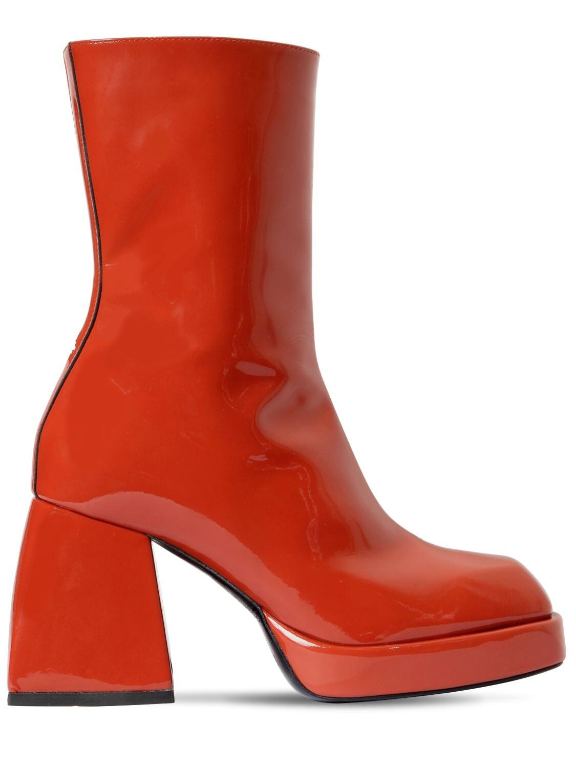 NODALETO 85mm Bulla Corta Patent Leather Boots in Orange | Lyst