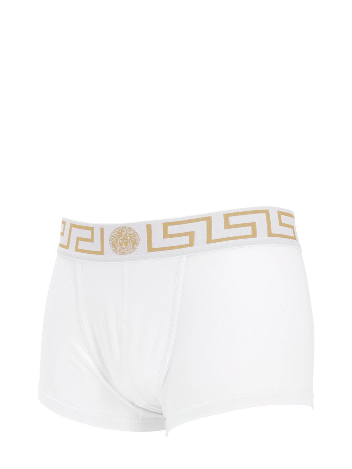 Versace Pack Of 3 Stretch Cotton Boxer Briefs in White for Men 