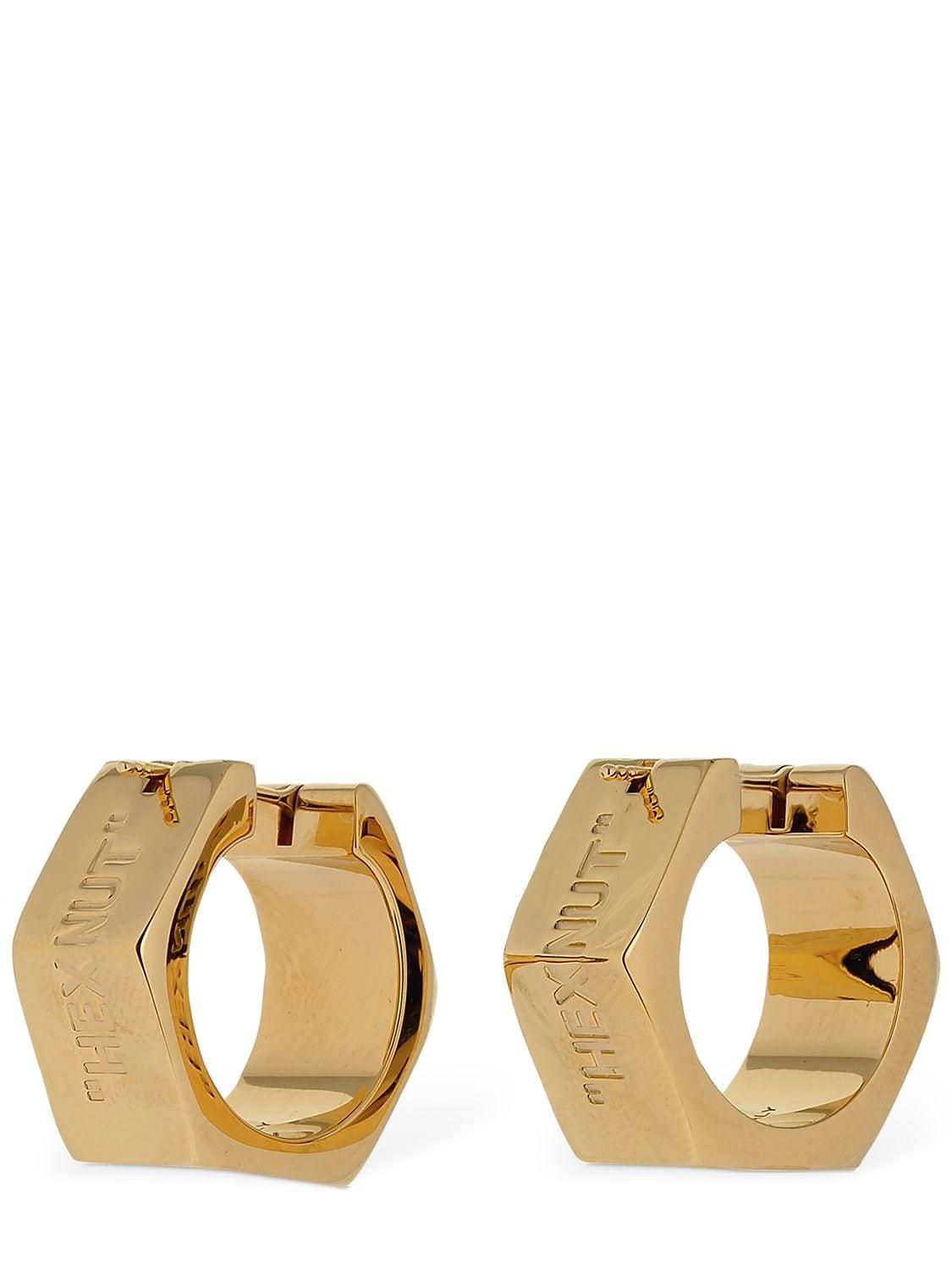 Off-White c/o Virgil Abloh Hexnut Hoop Earrings in Gold (Metallic) - Lyst