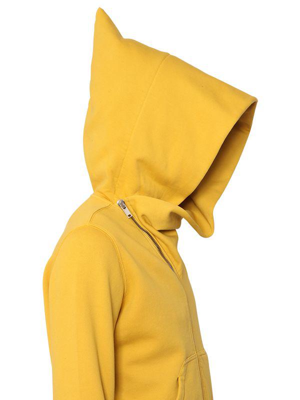 Rick Owens Drkshdw Hooded Zip-up Jersey Sweatshirt in Lemon 