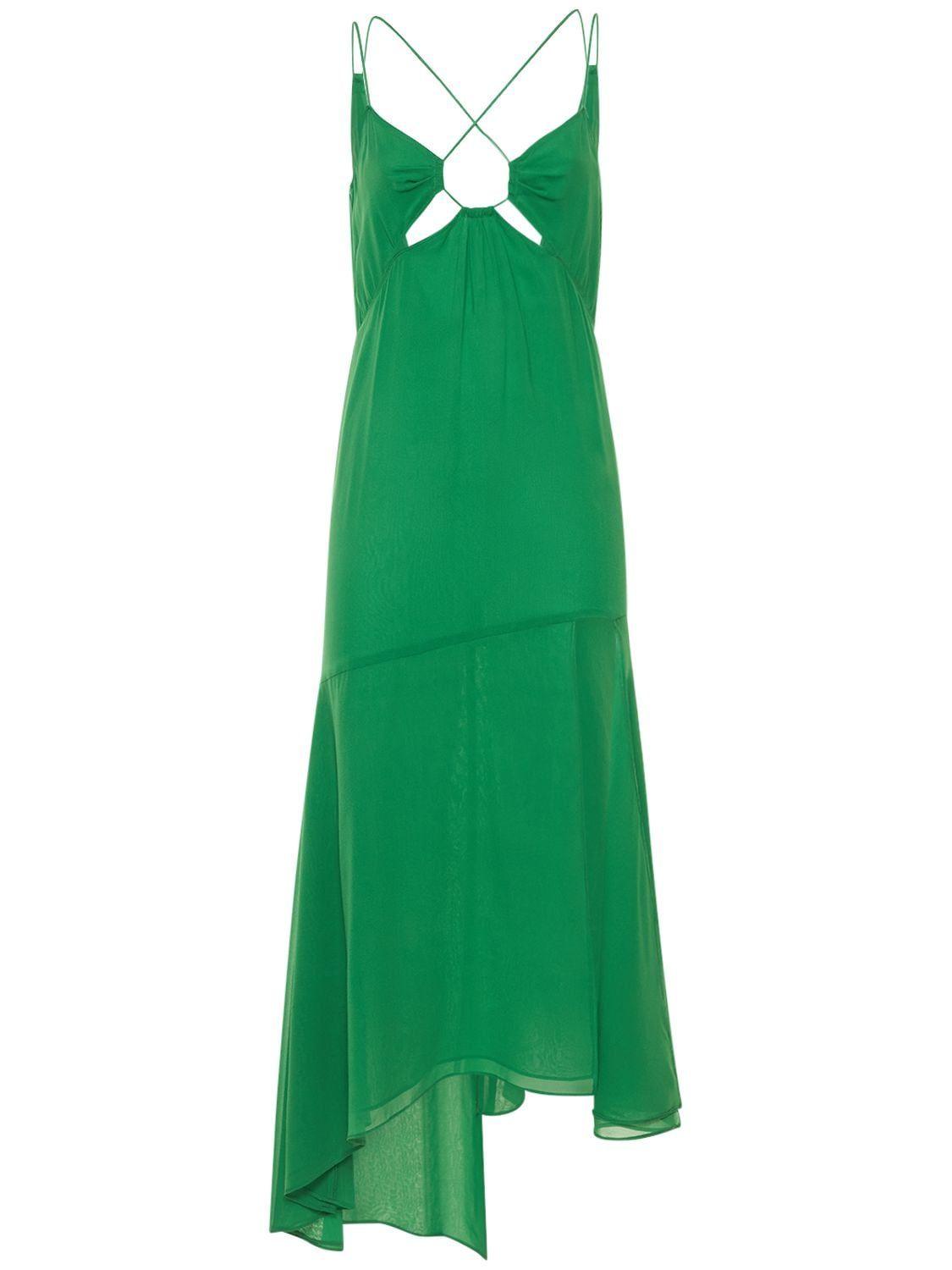 The Andamane Layla Stretch Silk Midi Dress in Green Lyst