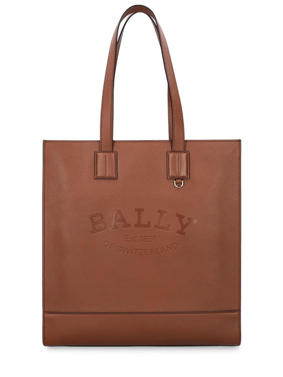 Bally Crystalia Leather Tote Bag in Brown Lyst