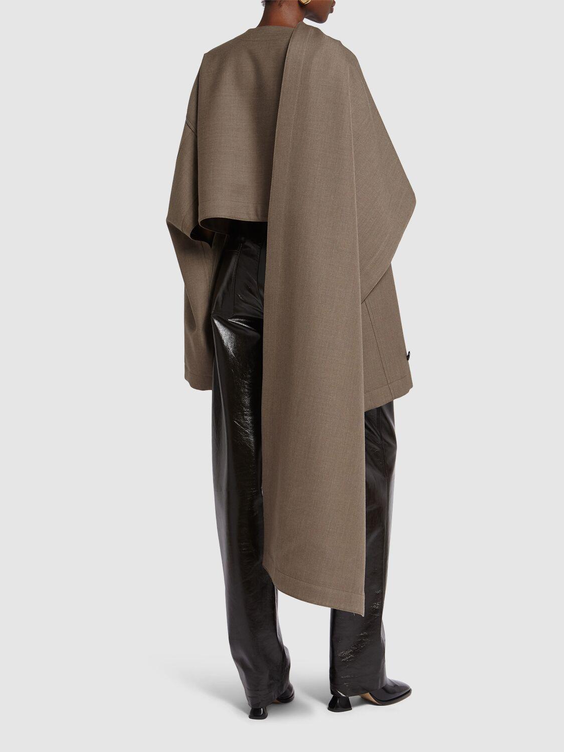 【関税&送料込】Bottega Veneta Wool Cape With Nappa Trims Bottega Veneta WOOL CAPE WITH NAPPA TRIMS | REVERSIBLE