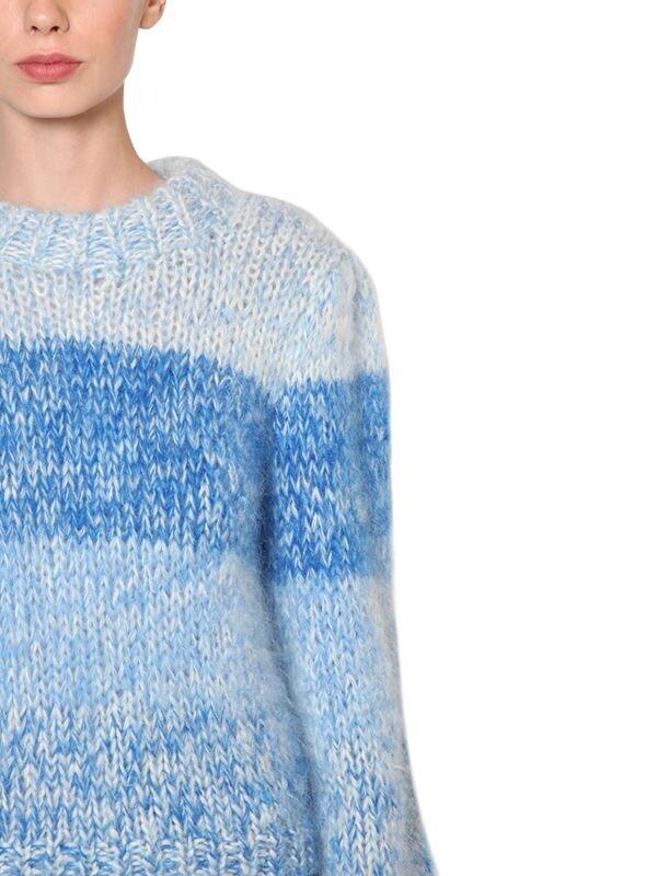 Ganni Julliard Mohair Chunky Knit Sweater in Blue