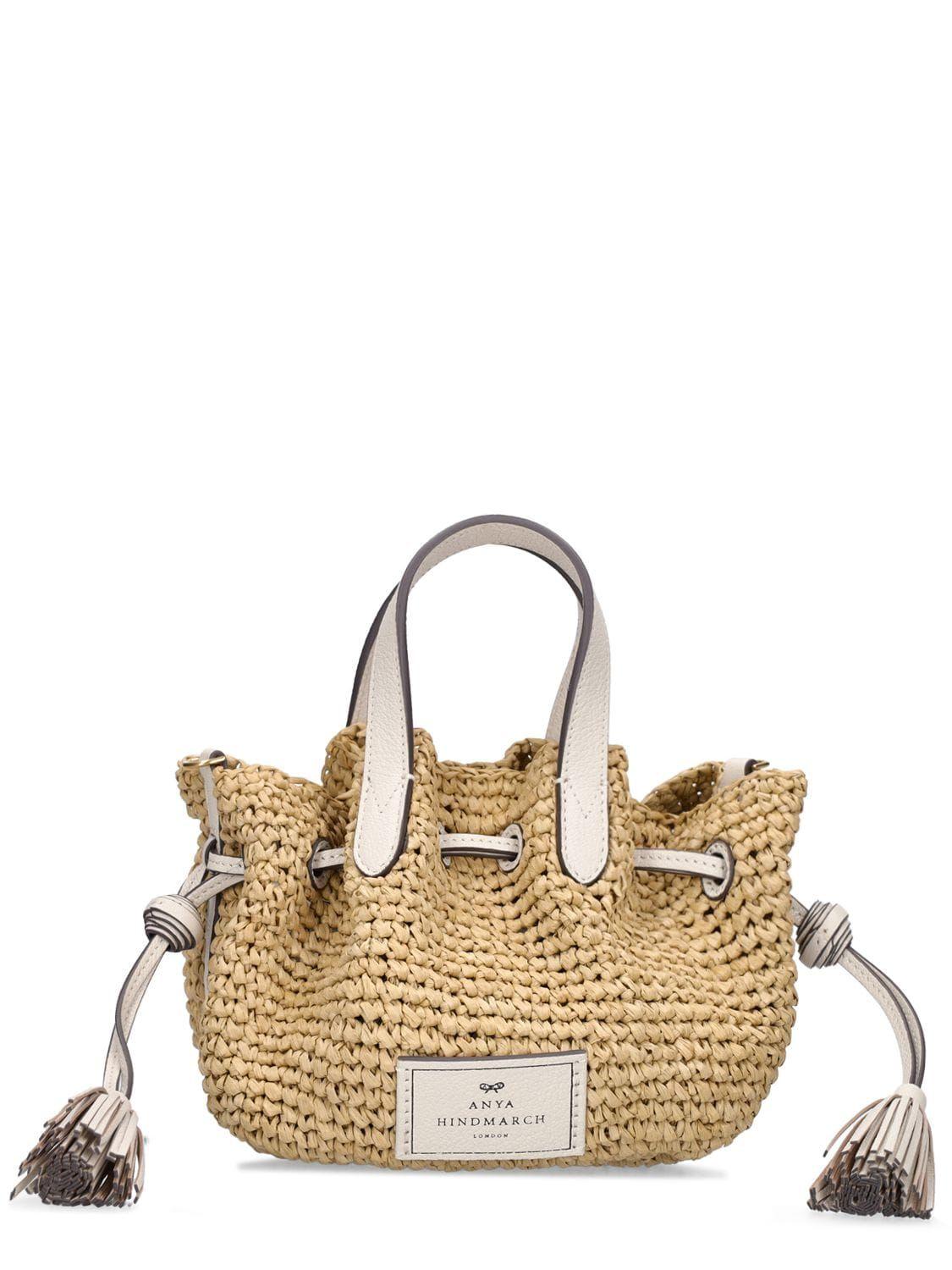 Anya Hindmarch Small Straw And Leather Top Handle Bag in Metallic Lyst