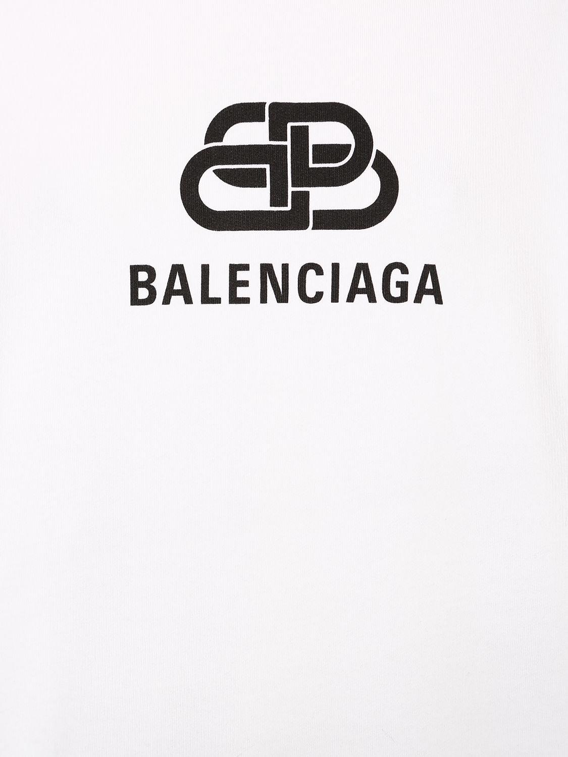 Balenciaga Oversize Logo Cotton Sweatshirt Hoodie in White - Lyst
