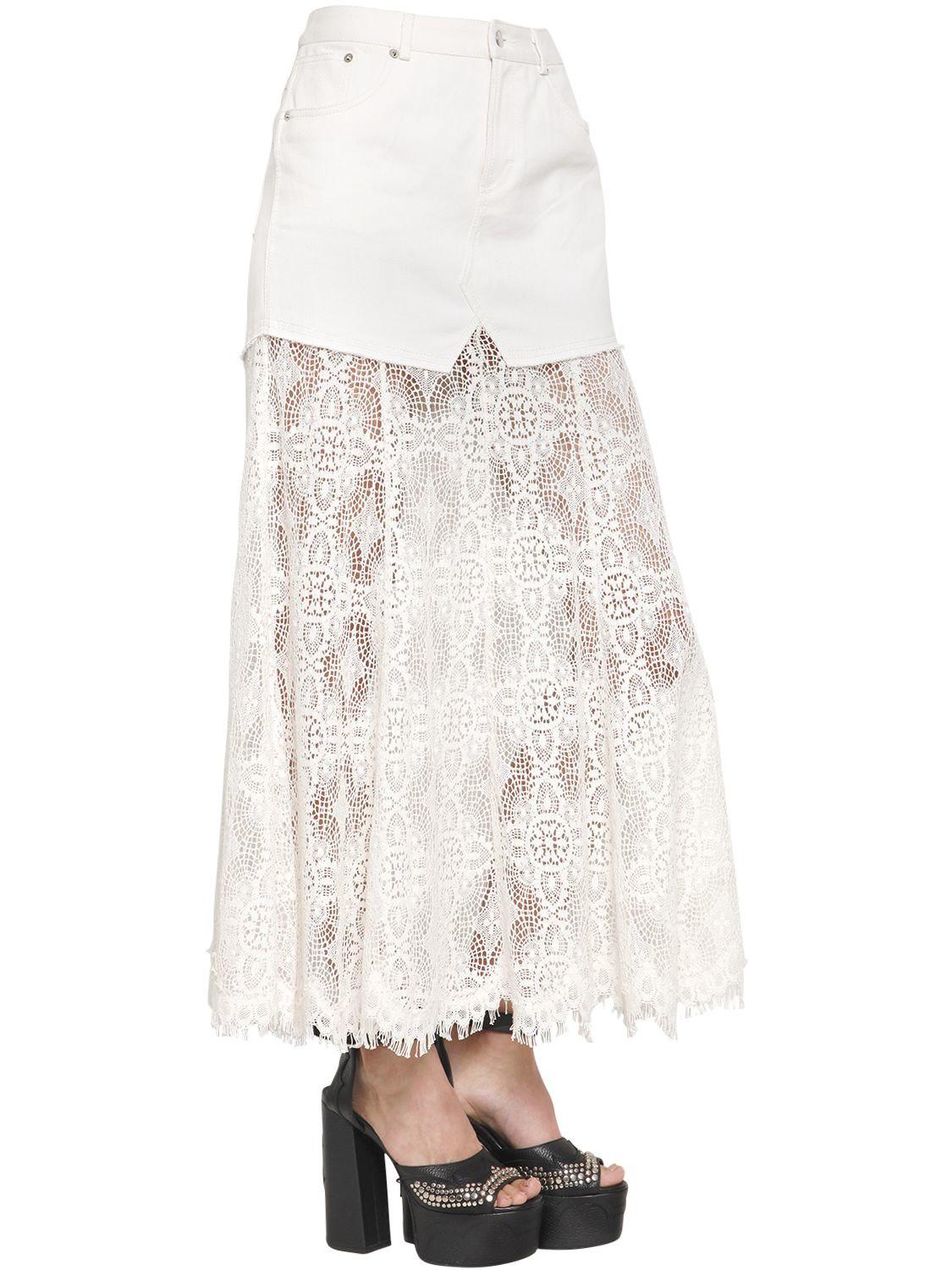 White denim skirt lace Clearance