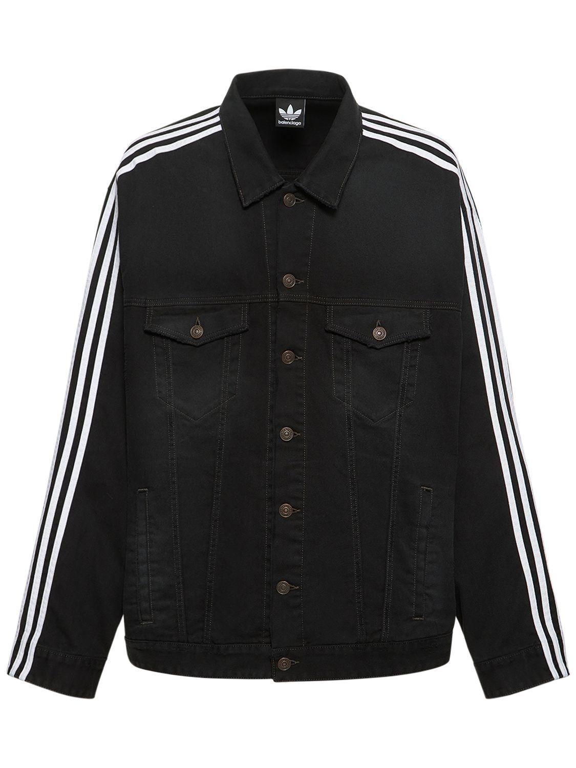 Balenciaga Adidas Cotton Denim Jacket in Black for Men | Lyst