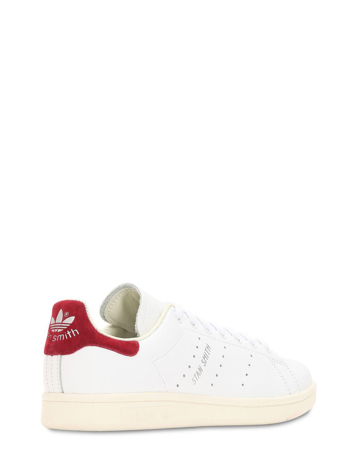 adidas Originals Stan Smith Leather Sneakers in White/Bordeaux (White) -  Lyst