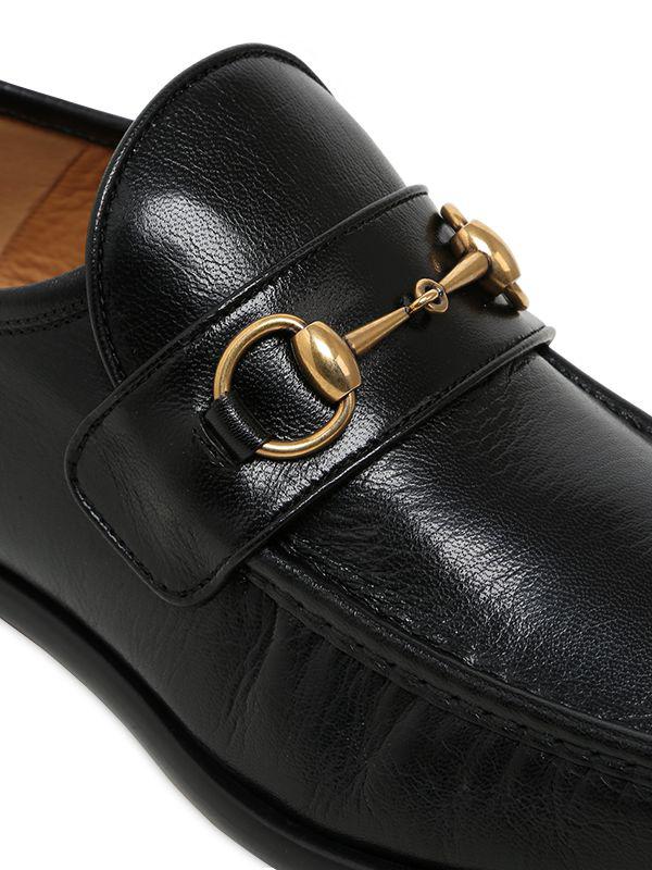 Gucci Horsebit Square-toe Leather Loafers in Black for Men | Lyst