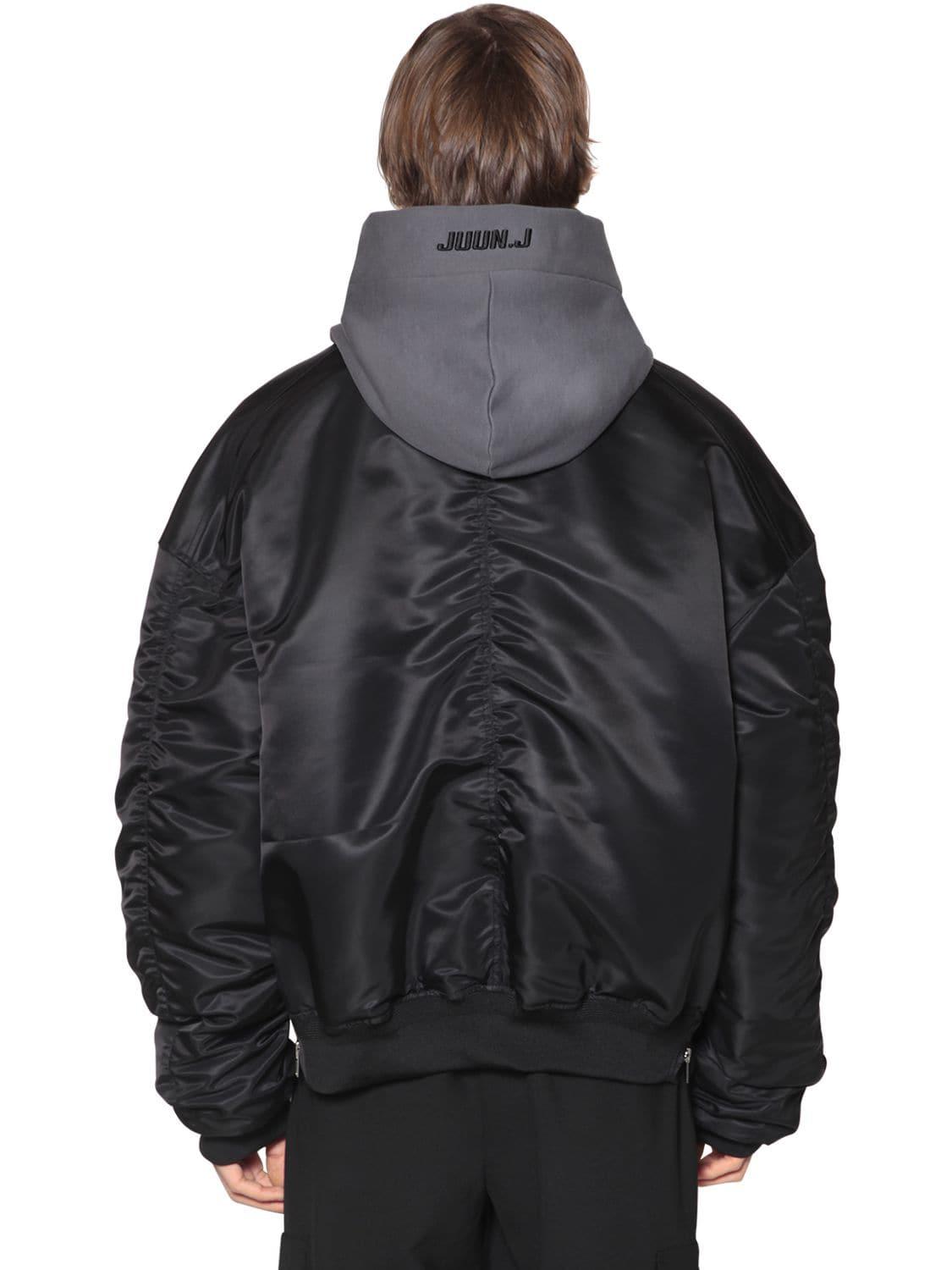 Juun.J Jersey & Tech Bomber Jacket in Black for Men Lyst