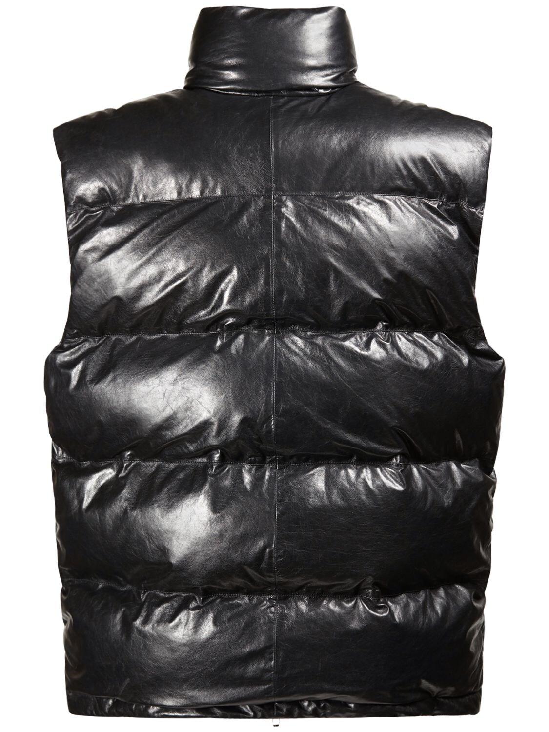 Balenciaga Leather Puffer Vest in Black for Men | Lyst