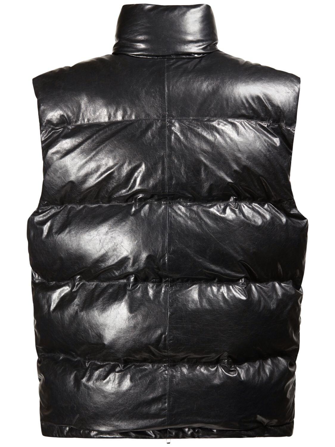 Balenciaga Leather Puffer Vest in Black for Men Lyst