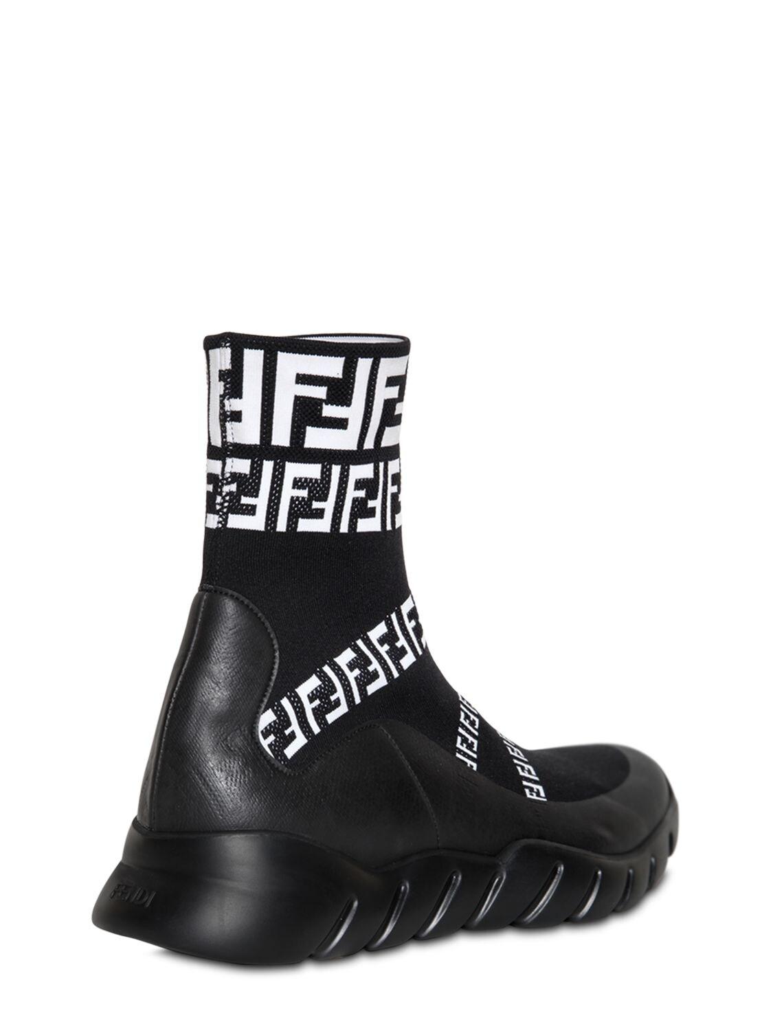 Fendi Ff Signature Socks Sneaker in Black/White (Black) for Men - Lyst