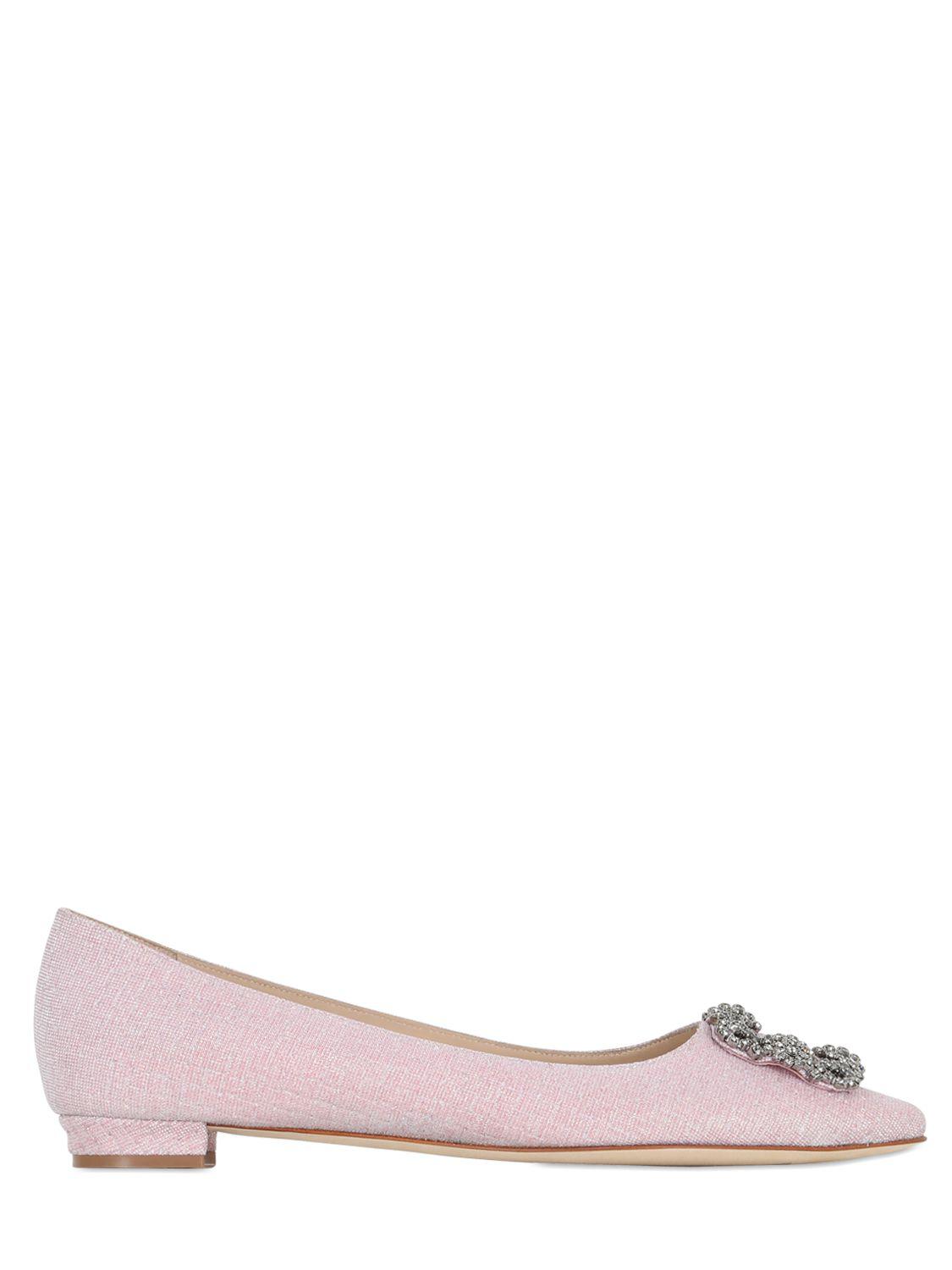 Exclusive Sale Manolo Blahnik 10mm Hangisi Notturno Lurex Flats Women Shoes Pink Exclusive Sale Manolo Blahnik 10mm Hangisi Notturno Lurex Flats Women Shoes Pink