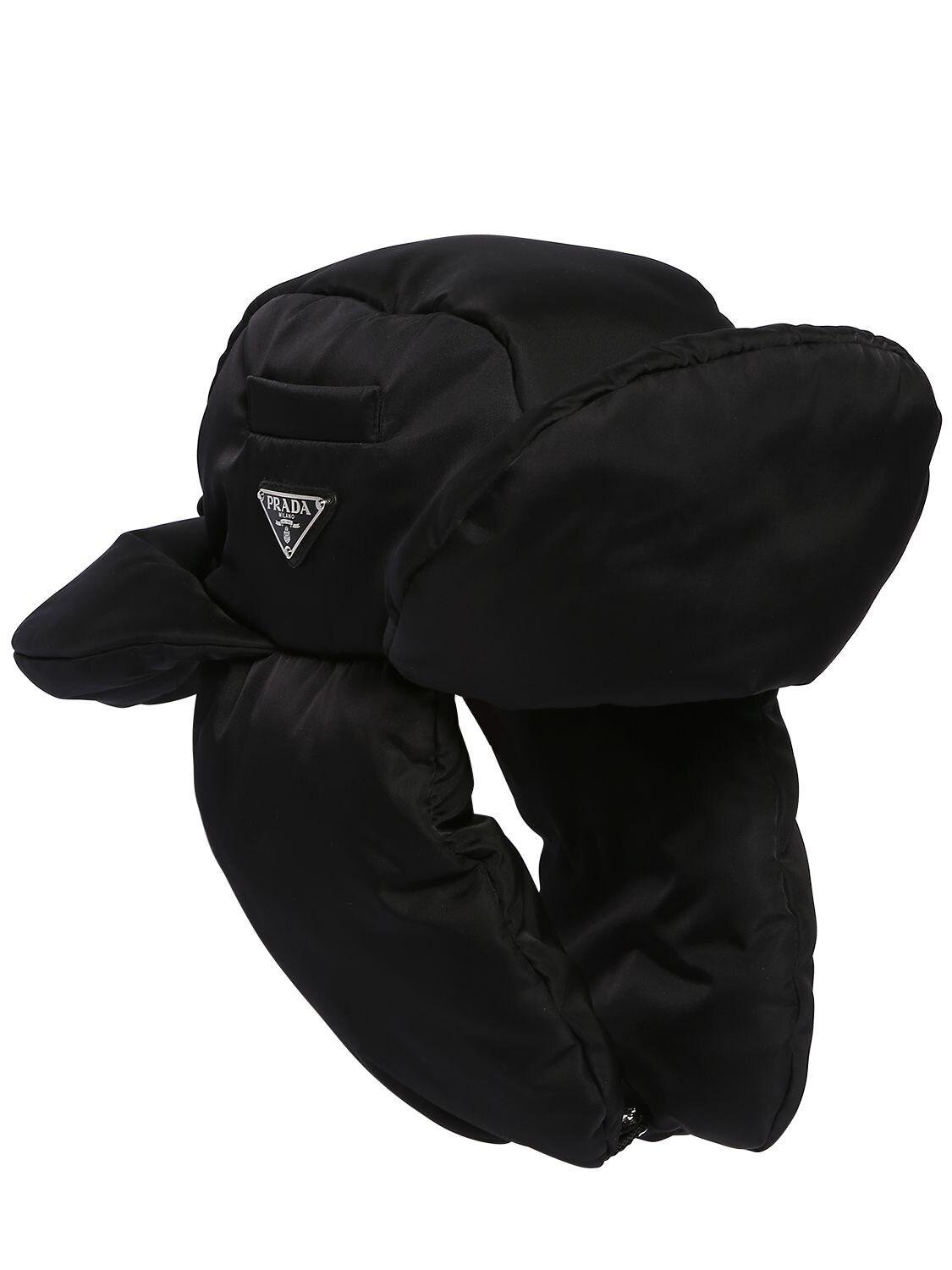 Prada Synthetic Padded Nylon Trapper Hat in Black for Men | Lyst