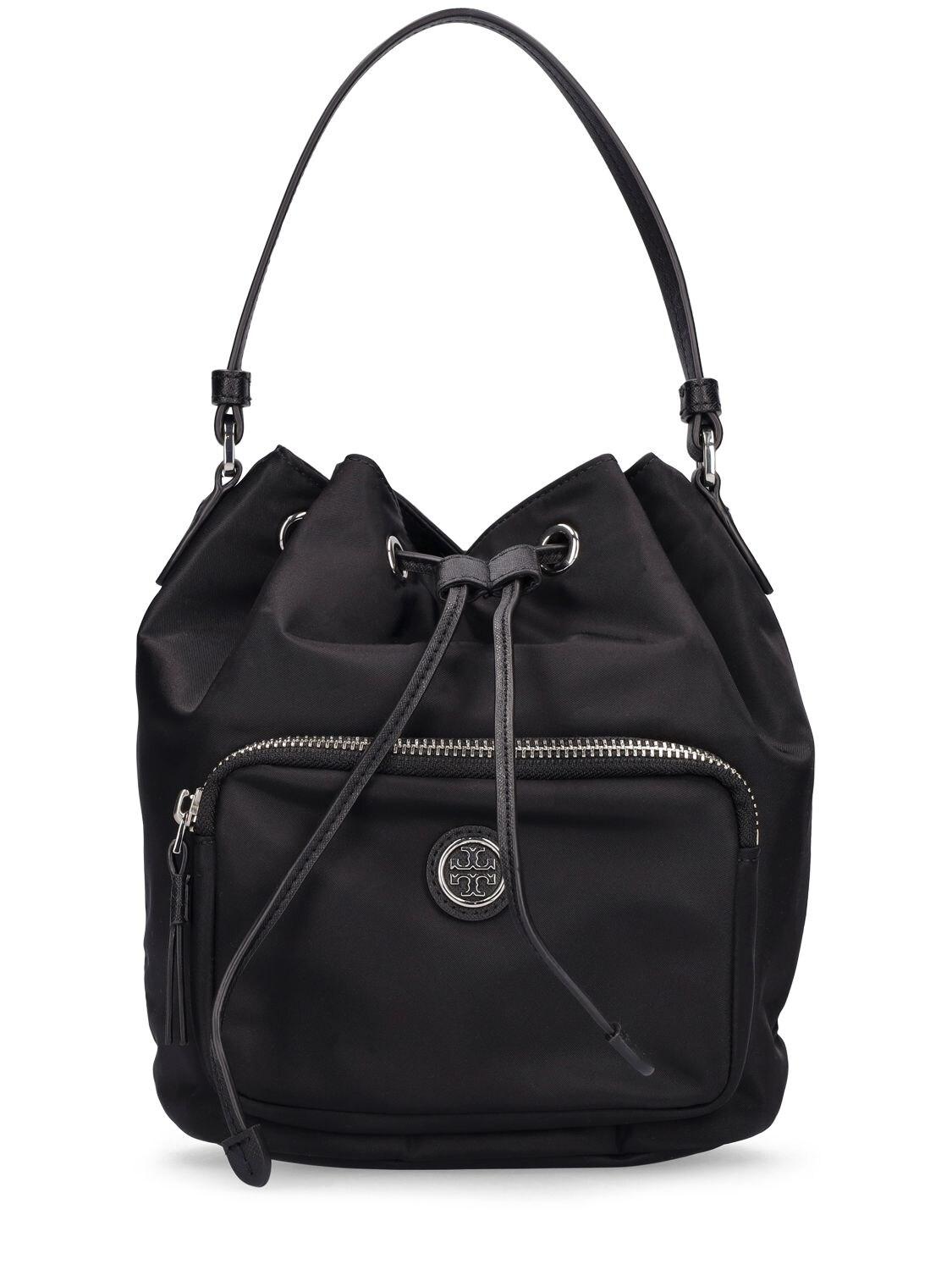 Tory Burch Virginia Recycled Nylon Bucket Bag in Black | Lyst