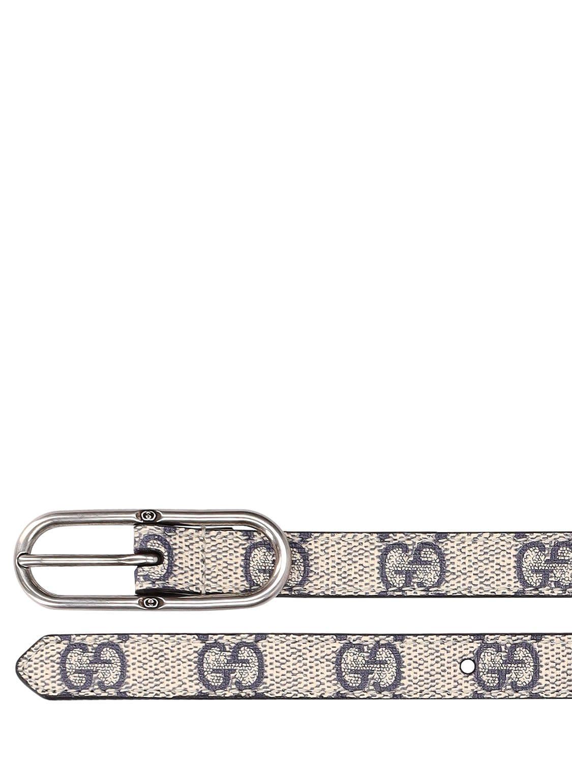 GG Supreme Beige And Blue Belt With G Buckle
