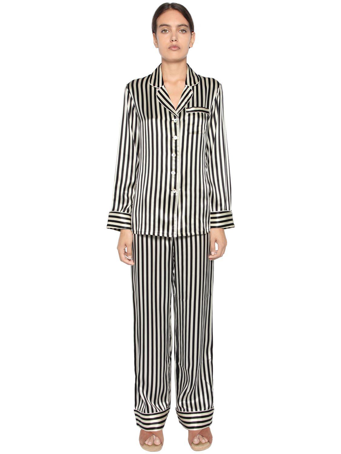 black and white silk pyjamas