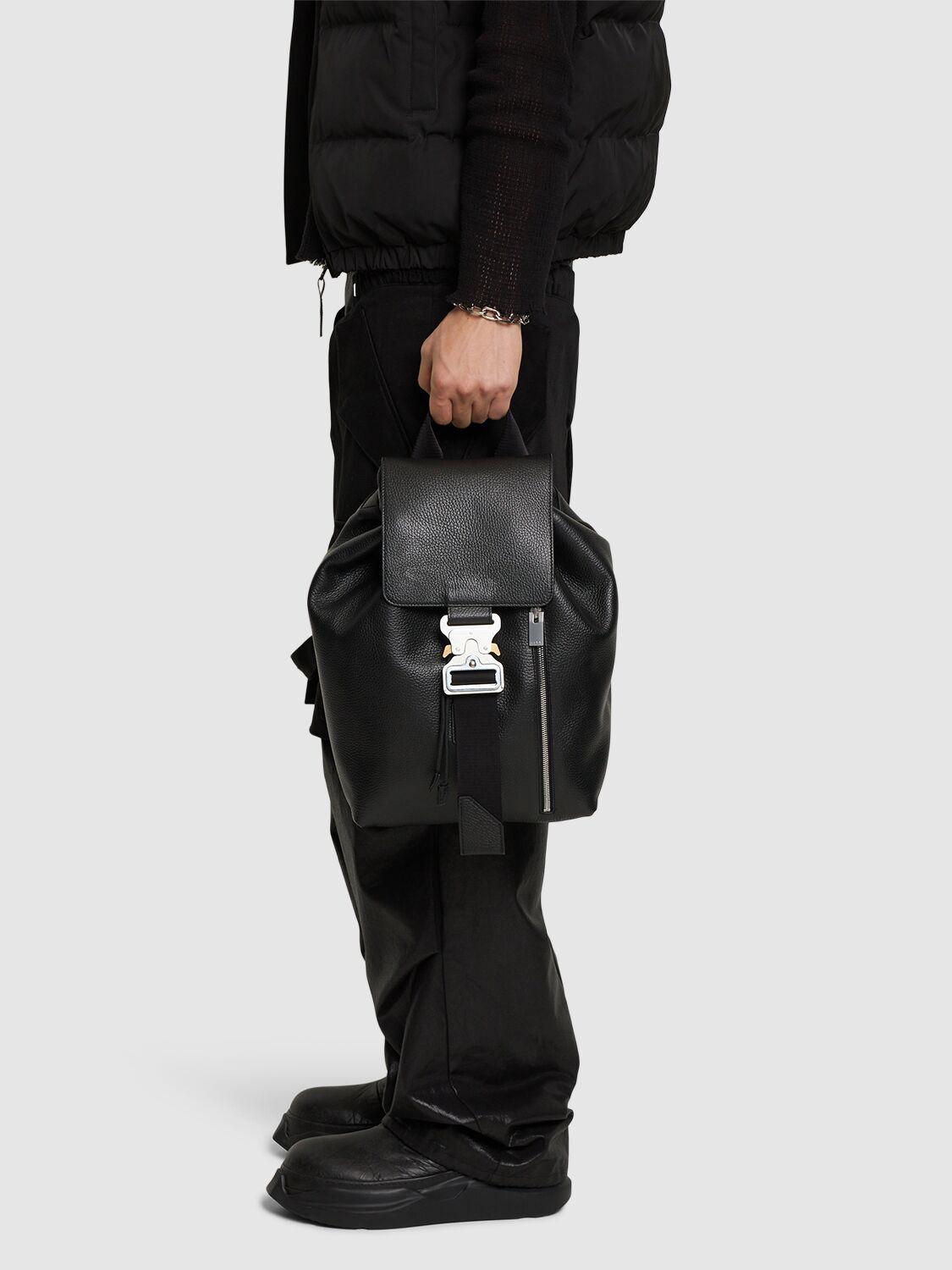 1017 ALYX 9SM Metal Buckle Leather Backpack in Black for Men 1017 ALYX 9SM Metal Buckle Leather Backpack in Black for Men