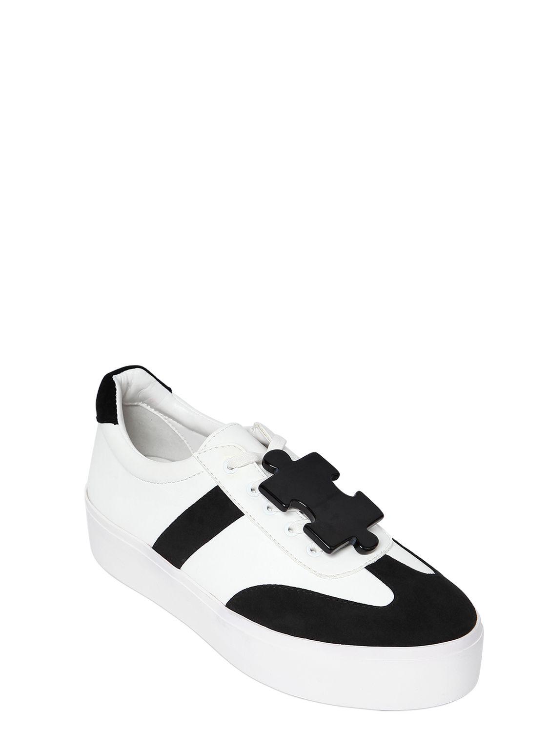 Katy Perry 40mm Payton Leather & Suede Sneakers in White/Black (Black ...