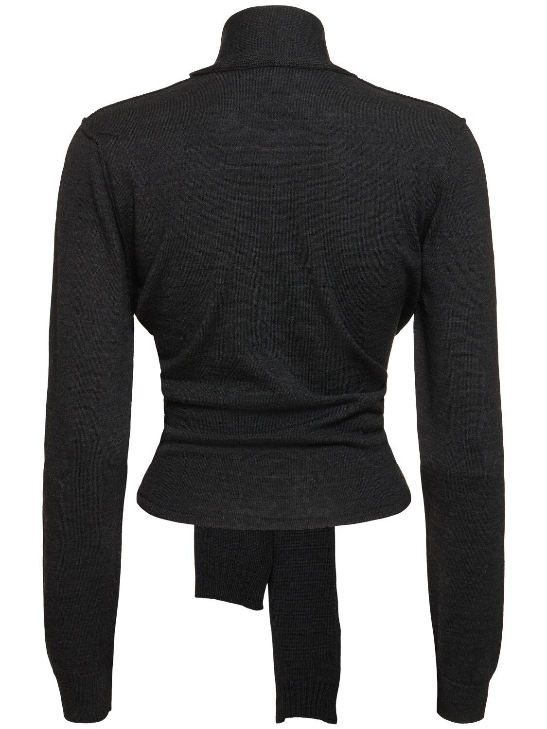 Lemaire Twisted Wool Blend Cardigan W/ Scarf in Black | Lyst Lemaire Twisted Wool Blend Cardigan W/ Scarf in Black | Lyst