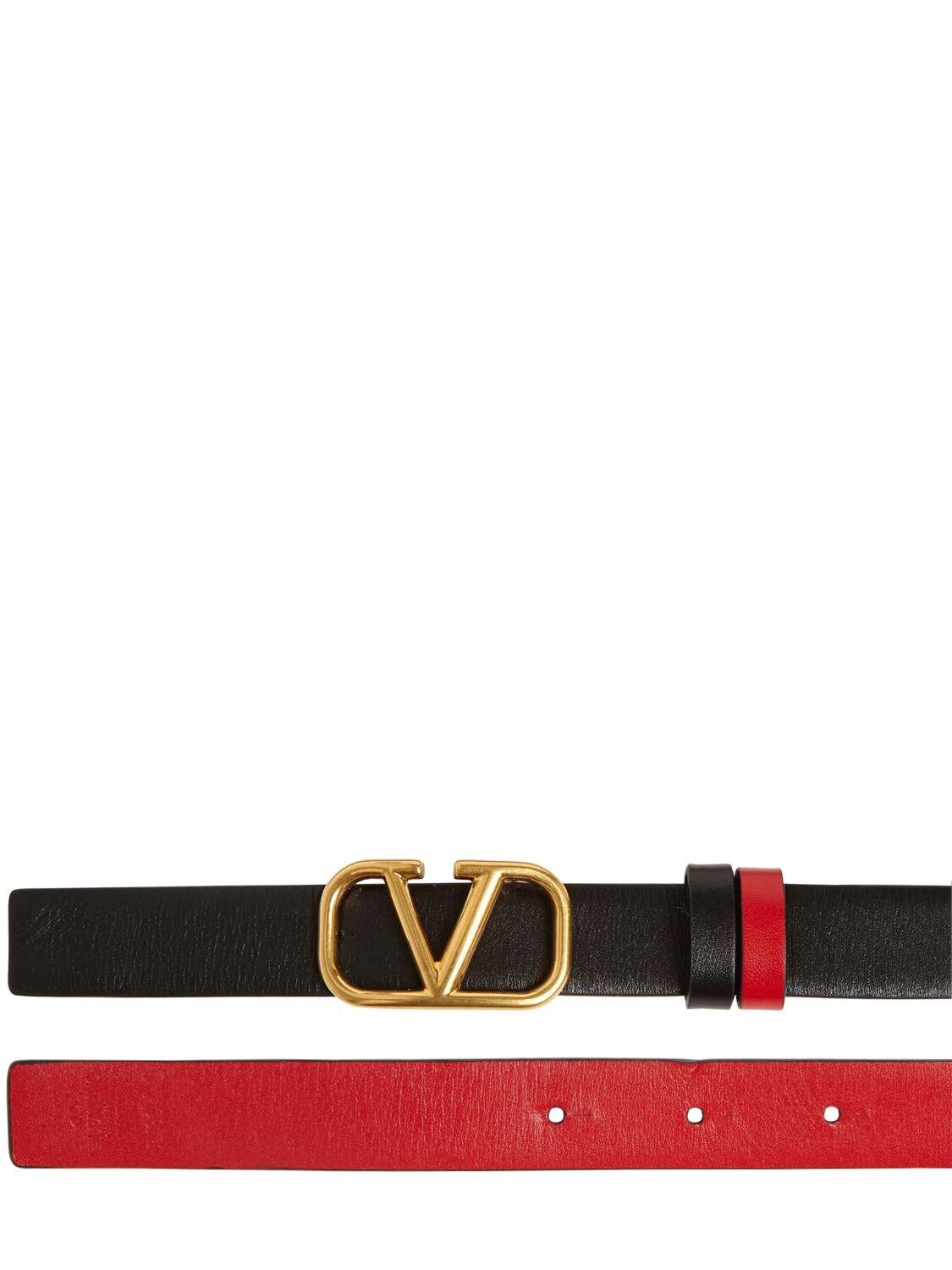Valentino Garavani Valentino Reversible Logo Leather Belt in Black/Red (Black) Lyst