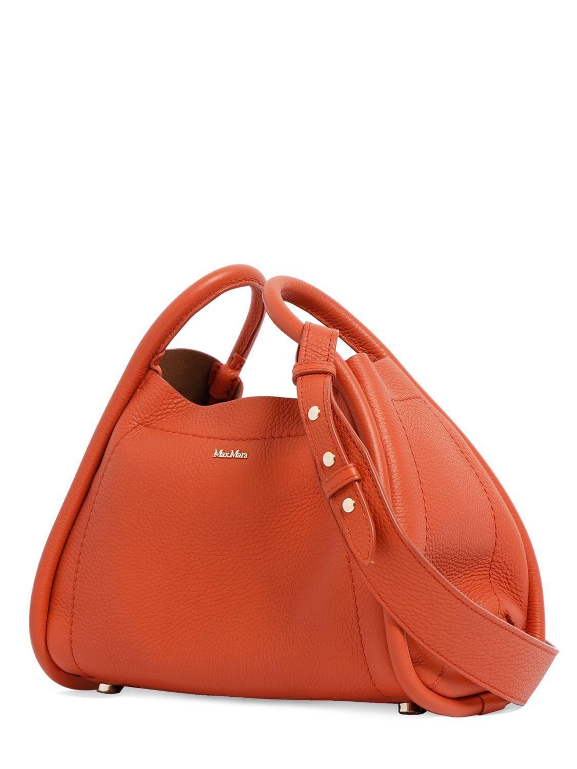 Max Mara Marineshould Leather Shoulder Bag in Orange | Lyst