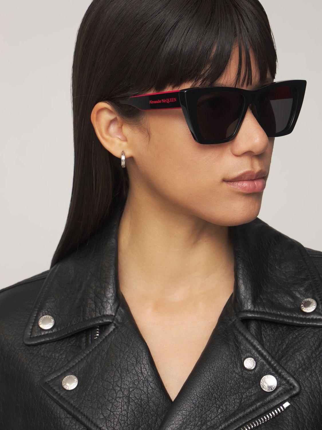 Alexander McQueen Selvedge Cat-eye Acetate Sunglasses in Red | Lyst