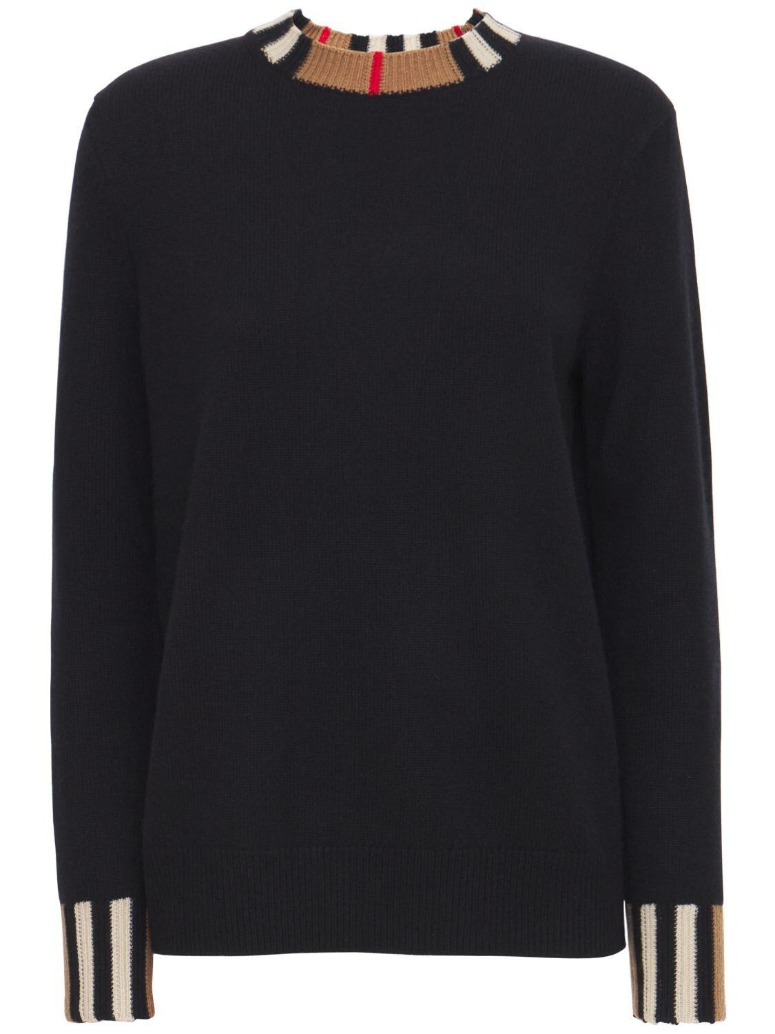 Burberry Eyre Cashmere Knit Sweater in Black | Lyst