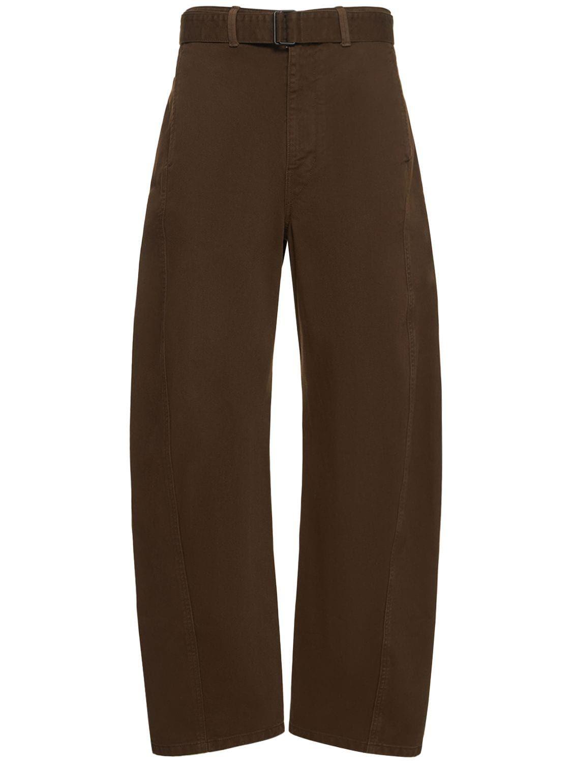 Lemaire Twisted Belted Cotton Pants in Brown | Lyst