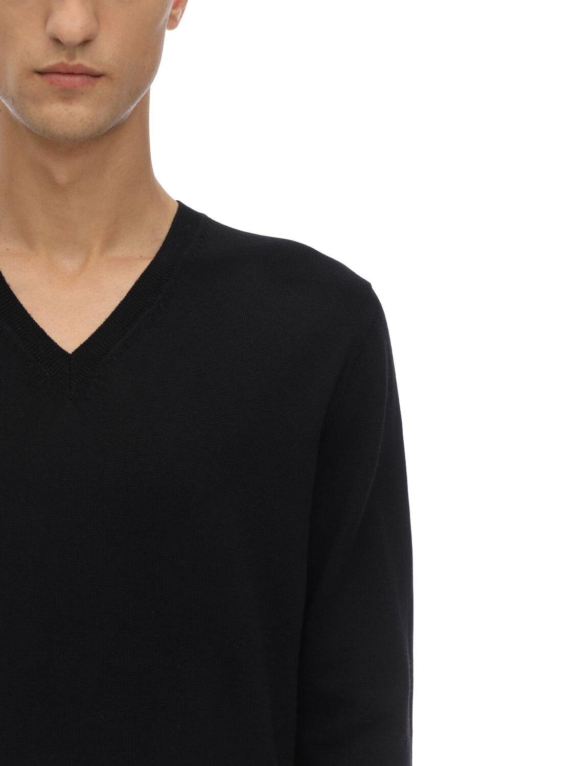 DSquared² V-neck Wool Jacquard Sweater in Black/White (Black) for Men ...