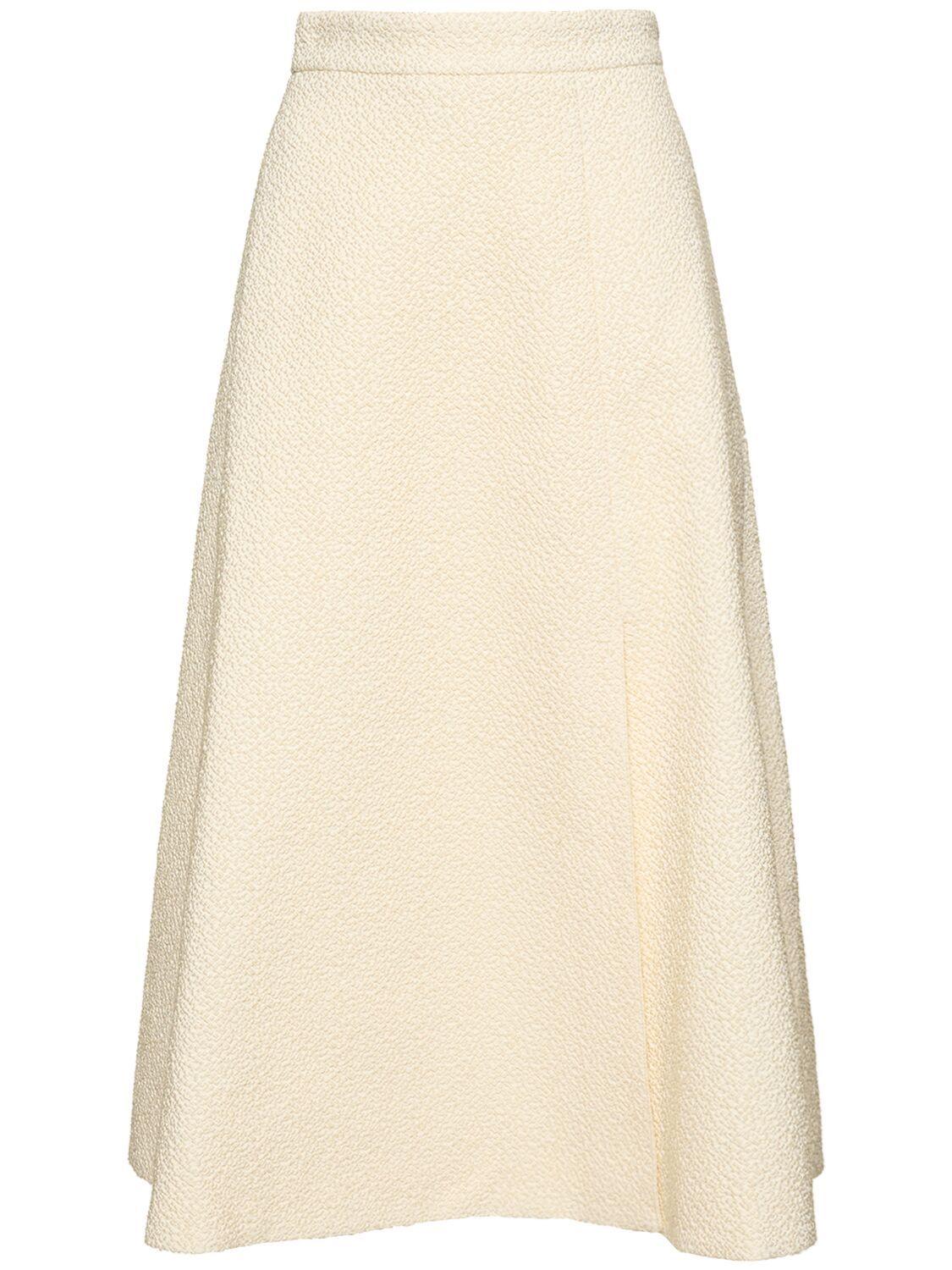 Emilia Wickstead Torina Cotton Blend Bouclé Midi Skirt in Natural Lyst