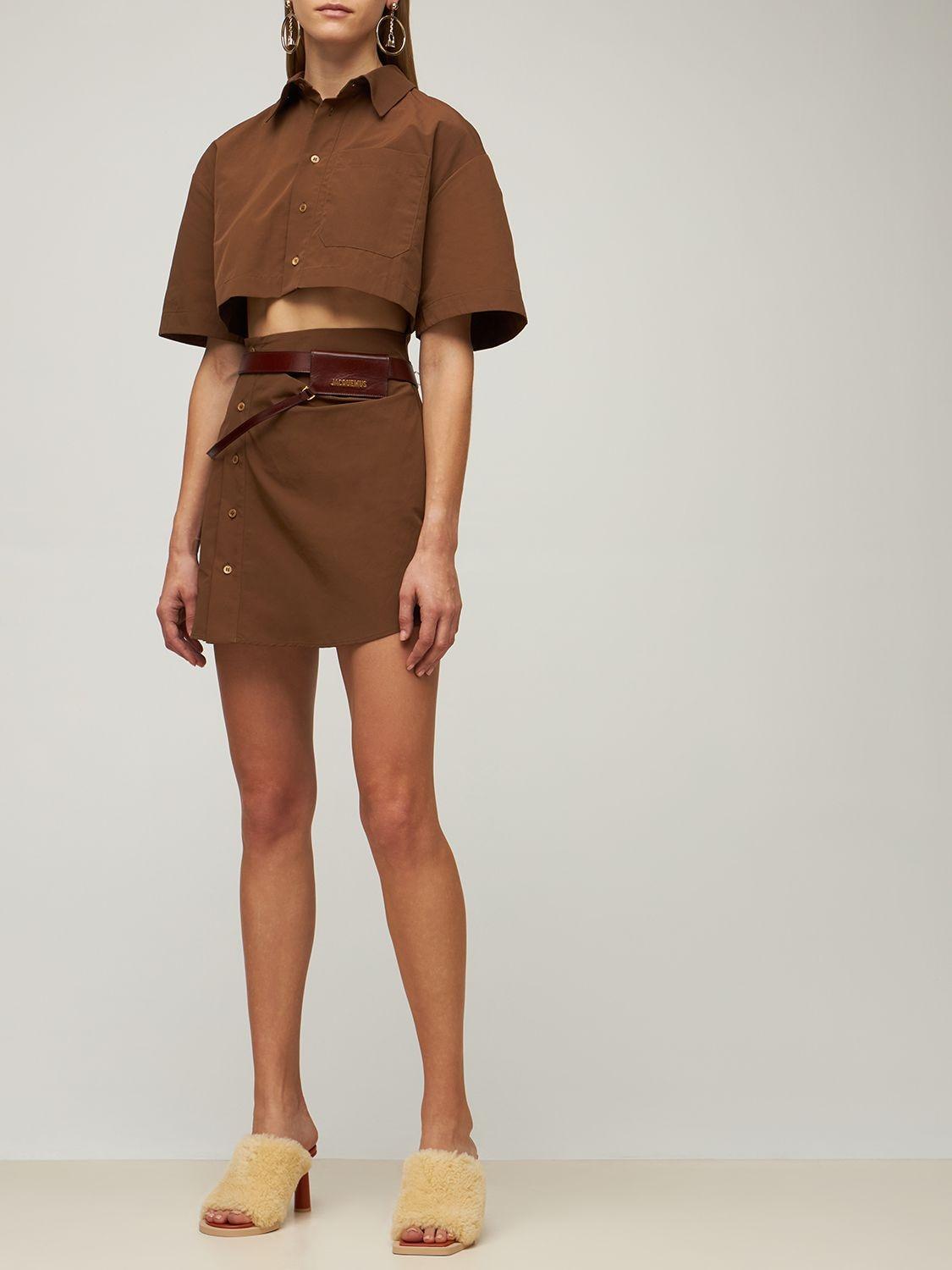 Jacquemus La Robe Arles Mini Shirt Dress in Brown | Lyst UK