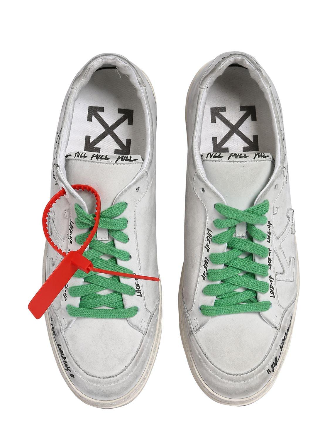 Off-White c/o Virgil Abloh White Leather 2.0 Sneakers, 9 / White