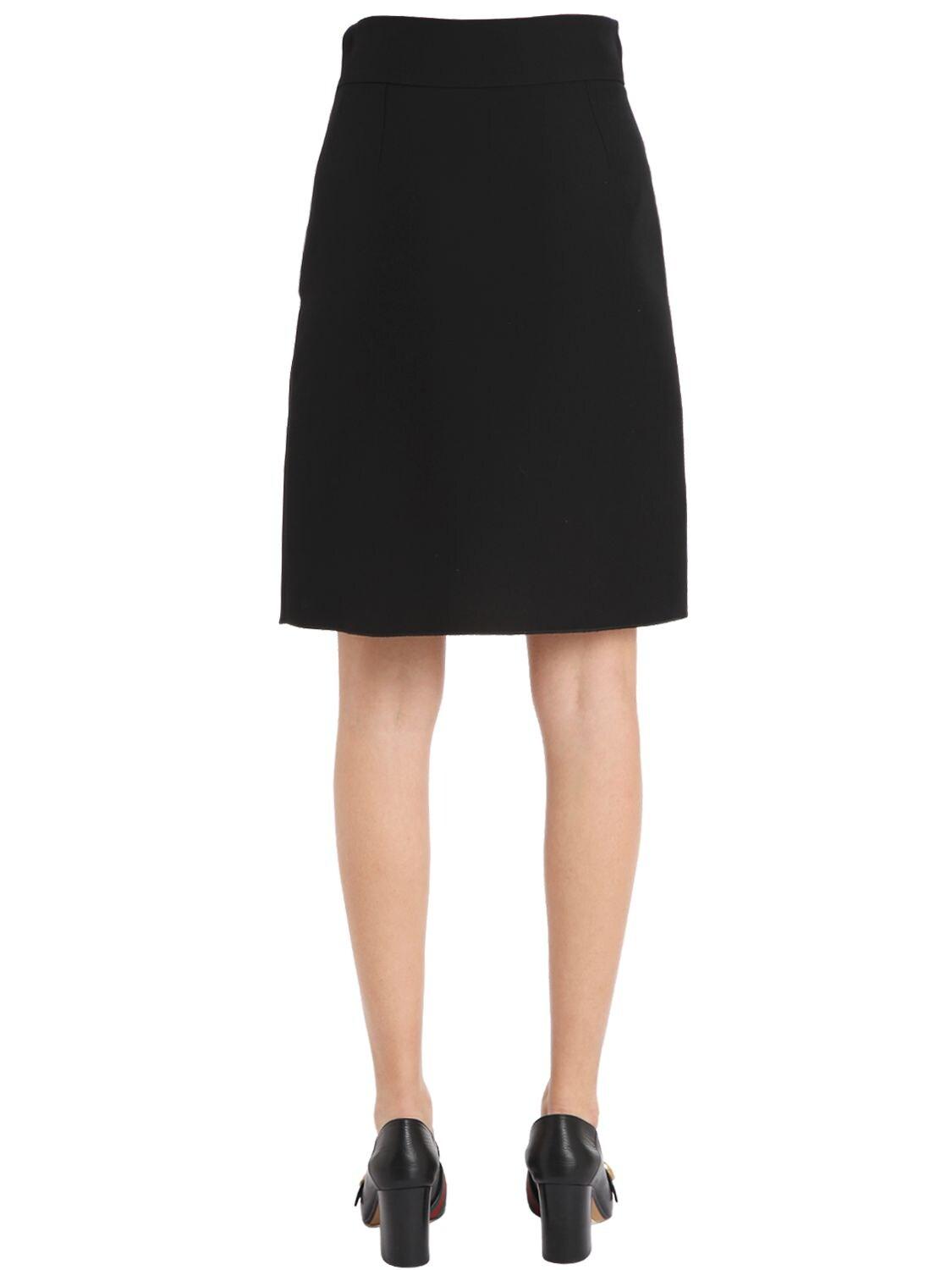 Gucci Gg Buckle High Waisted Cady Crepe Skirt in Black - Lyst