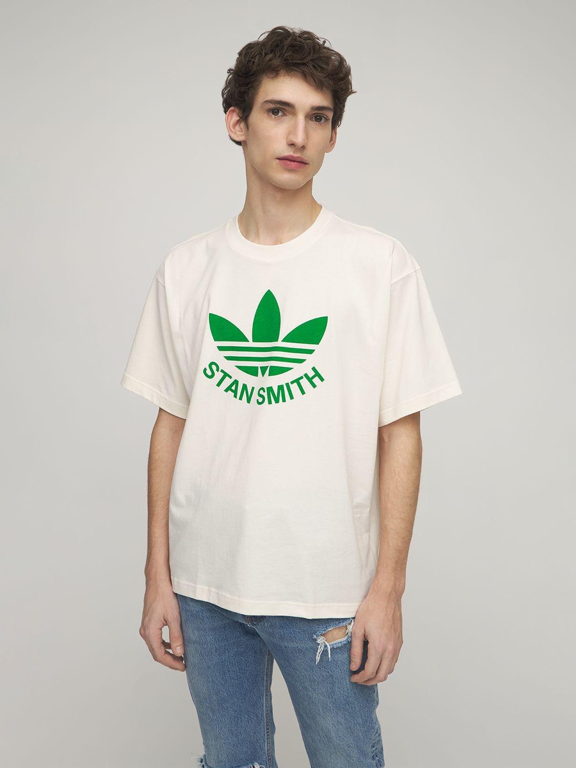 adidas Originals Stan Smith Logo-print Organic Cotton-jersey T-shirt in  Green for Men | Lyst