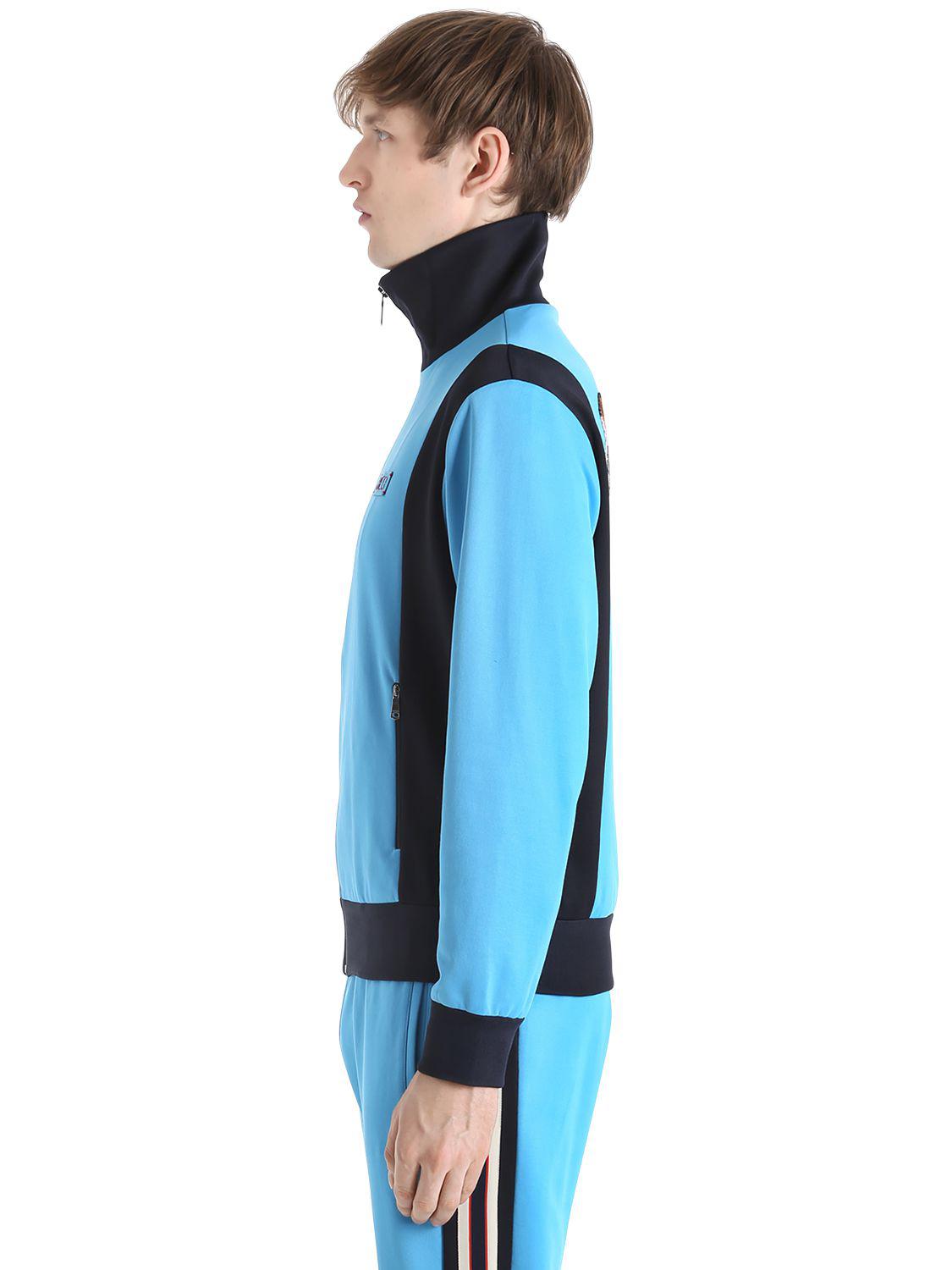 Tiger Patch Jersey Zip-up Sweatshirt in Blue for Men Lyst